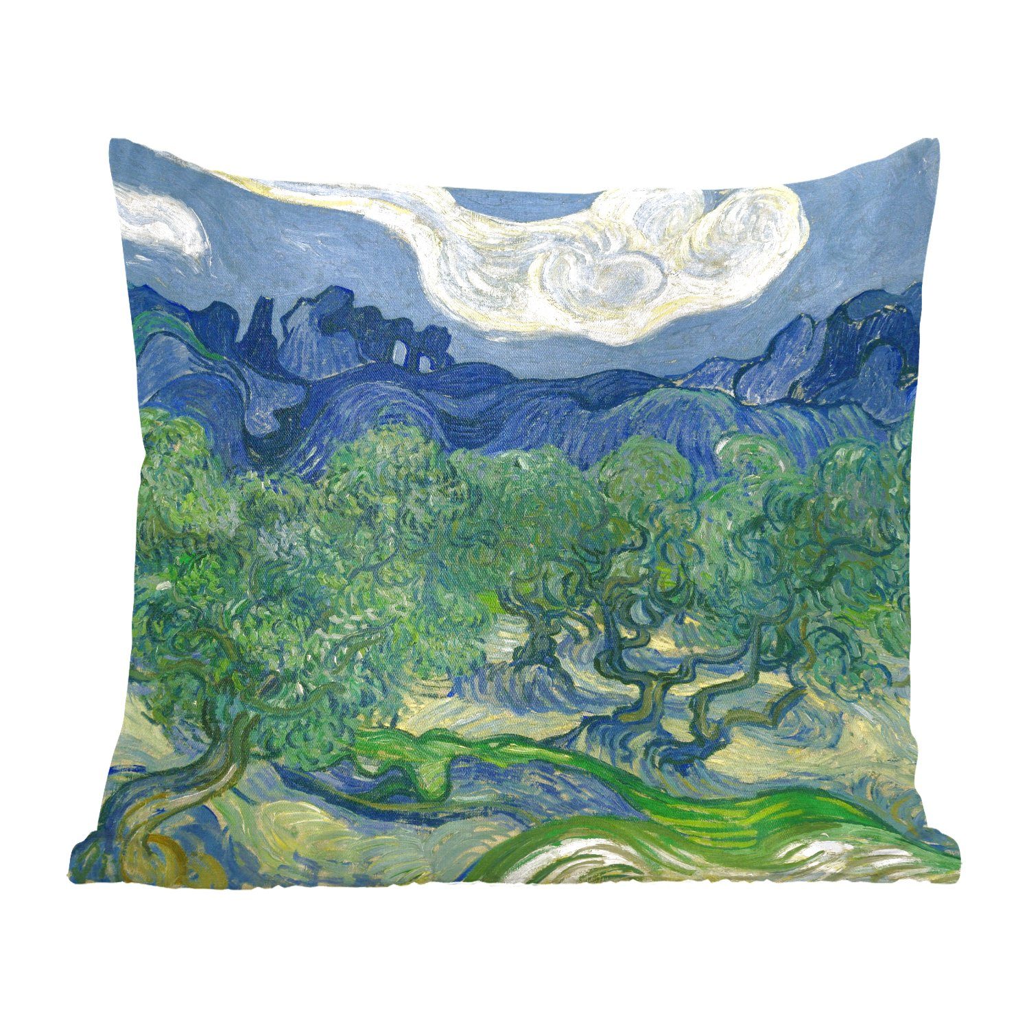 MuchoWow Dekokissen Die Olivenbäume - Gemälde von Vincent van Gogh, Zierkissen mit Füllung für Wohzimmer, Schlafzimmer, Deko, Sofakissen