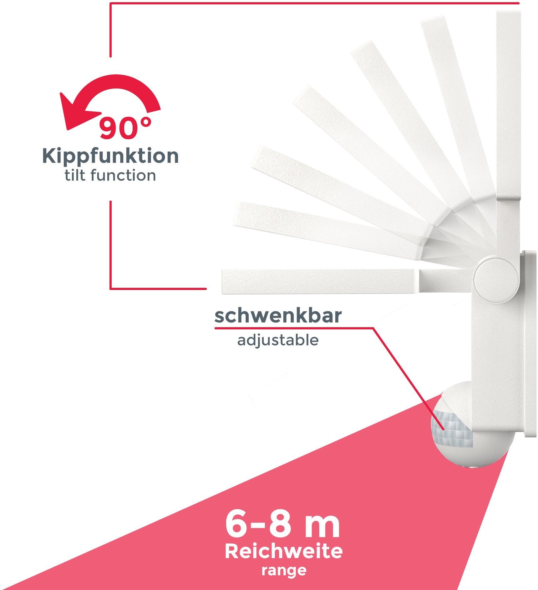 LED LED Neutralweiß, B.K.Licht fest Außenlampe Bewegungsmelder 4.000K Außenstrahler Außen-Wandleuchte, IP44 integriert, LED Wandleuchte