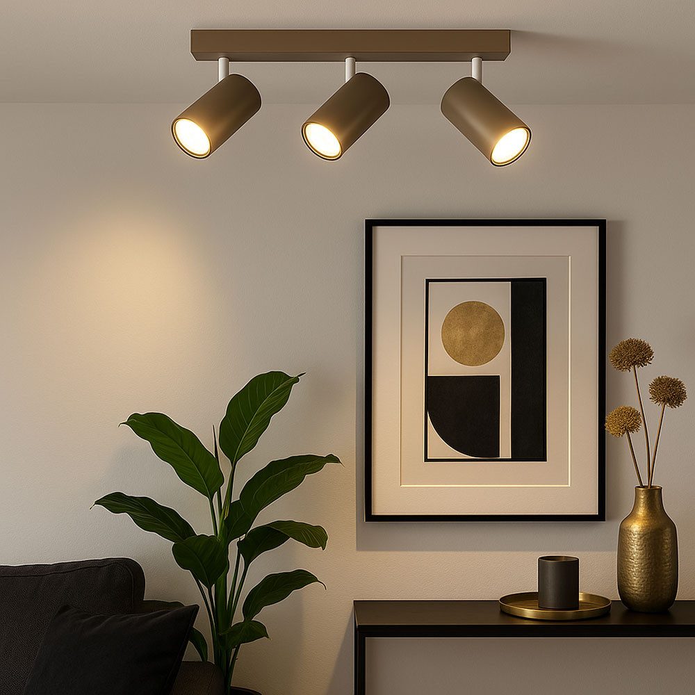 GLOBO LIGHTING Deckenleuchte, Leuchtmittel nicht inklusive, Deckenleuchte Deckenlampe Wohnzimmerlampe Metall sandfarben