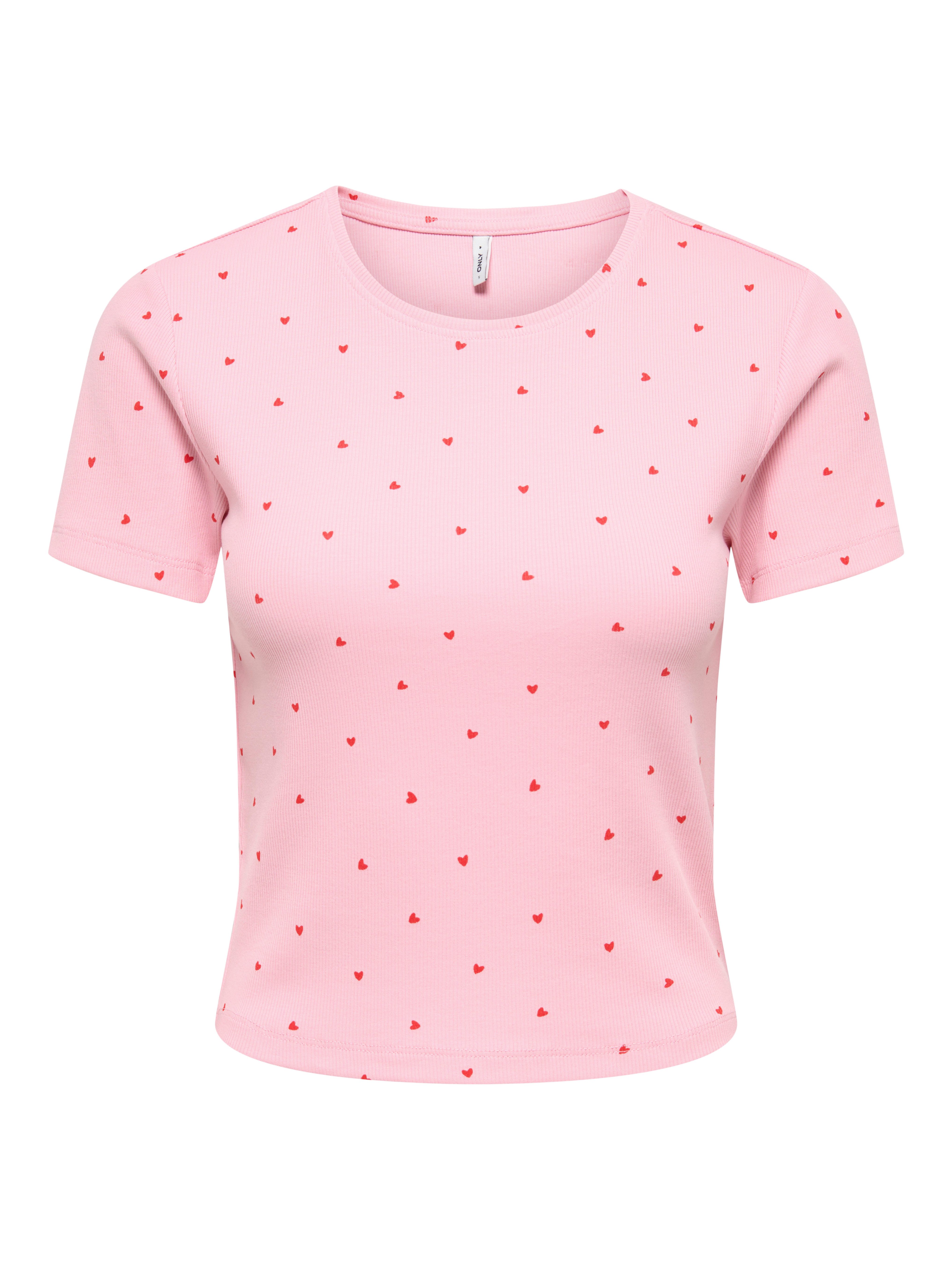 ONLY Kurzarmshirt ONLFENJA LIFE SS AOP TOP JRS NOOS Baumwollmischung, Cropped Fit, Rundhals