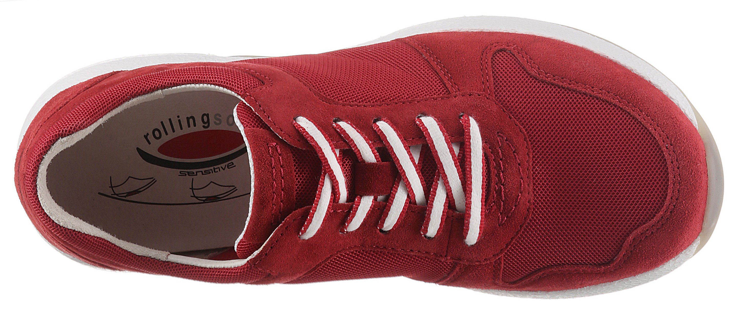 rollingsoft Keilsneaker, Freizeitschuh, Halbschuh, Schnürschuh im sommerlichem Materialmix