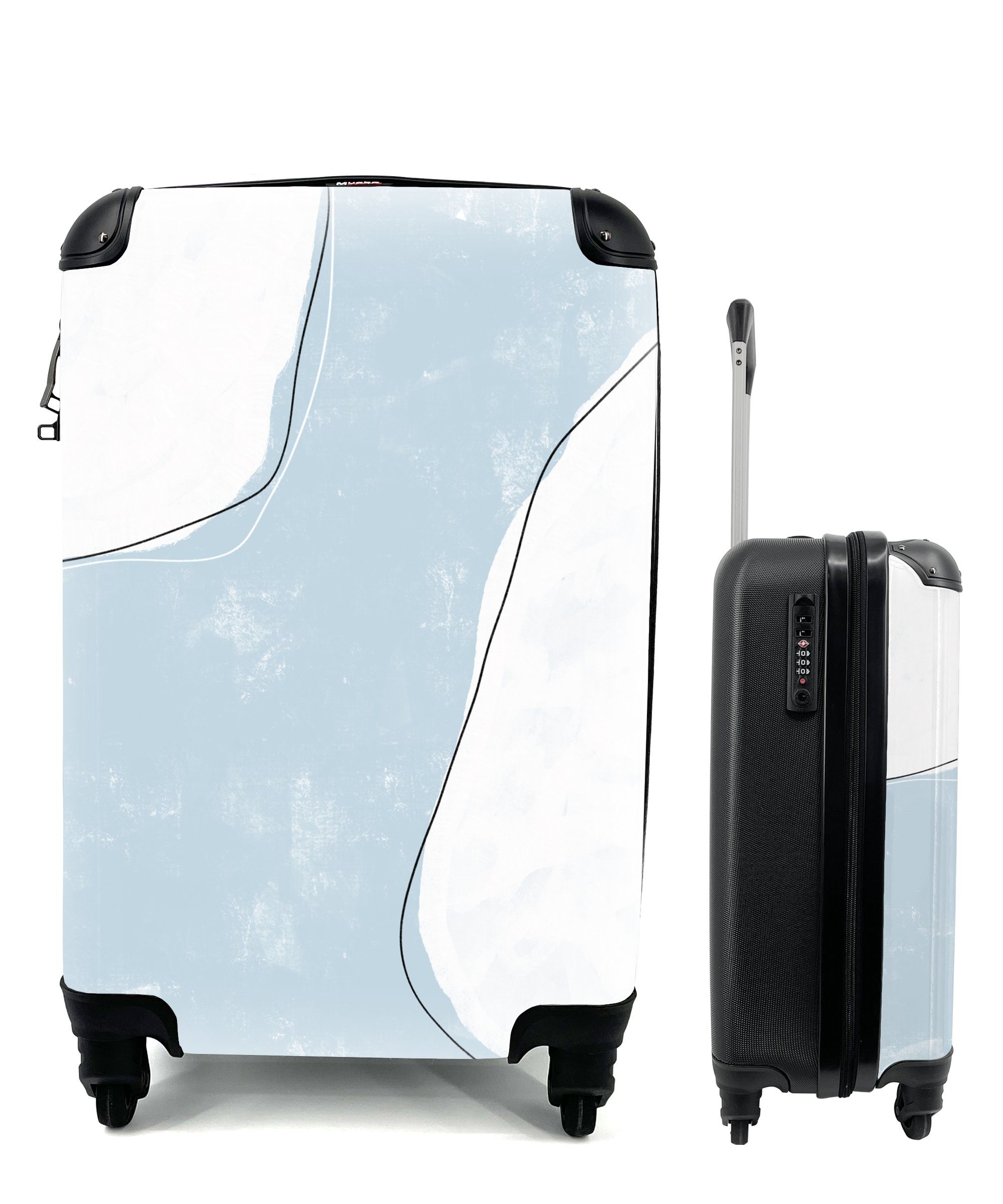Abstrakt, Handgepäck rollen, Minimalismus - mit 4 Handgepäckkoffer Reisetasche Rollen, MuchoWow Reisekoffer - Trolley, Blau für Ferien,