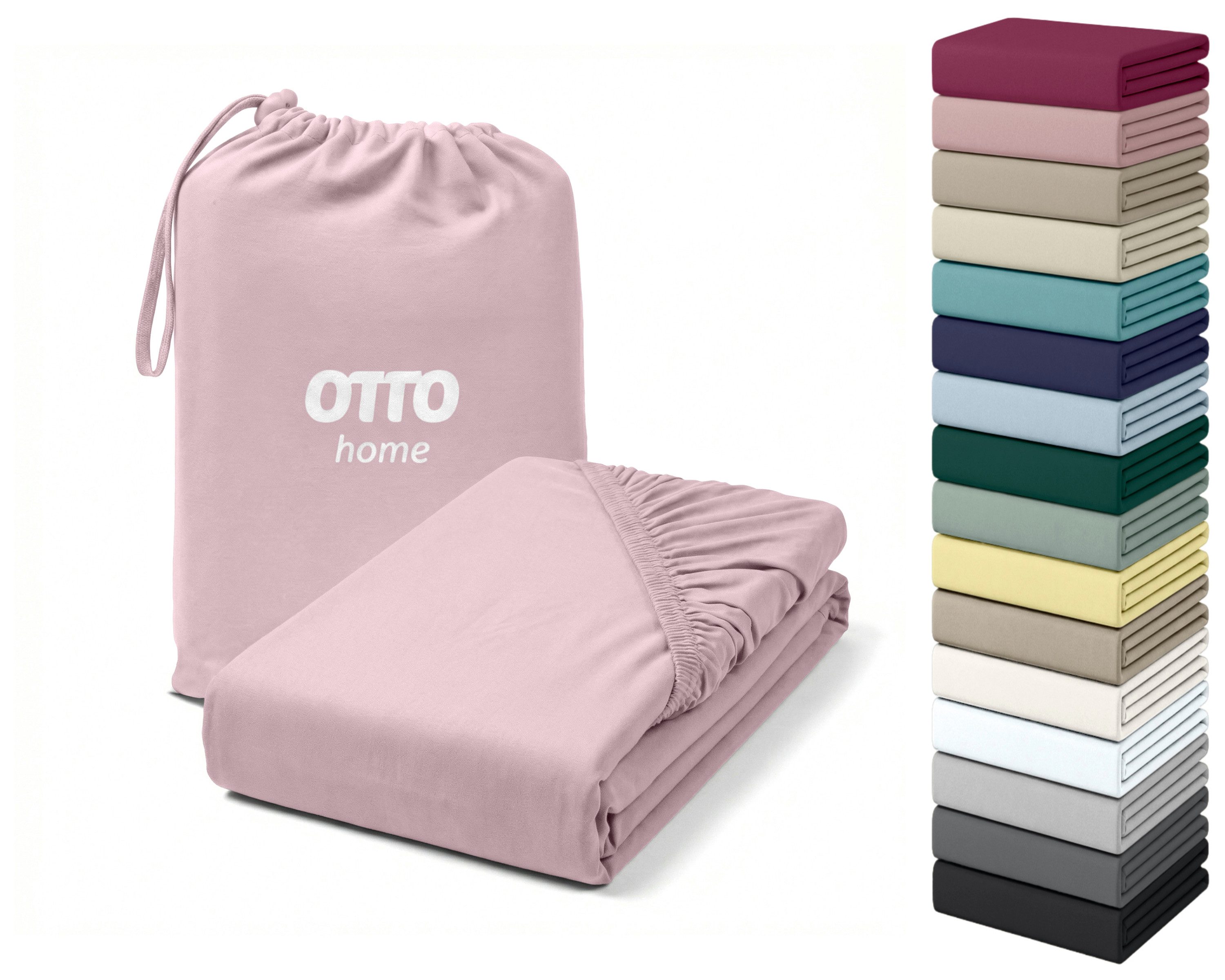OTTO home Spannbettlaken Cremona für Matratzen bis 30 cm Höhe, Zwirn-Jersey (220g/m), Gummizug: rundum, (1 Stück), NEU! 96% Baumwolle & 4% Elasthan, in Basic, Komfort & Premium Qualität