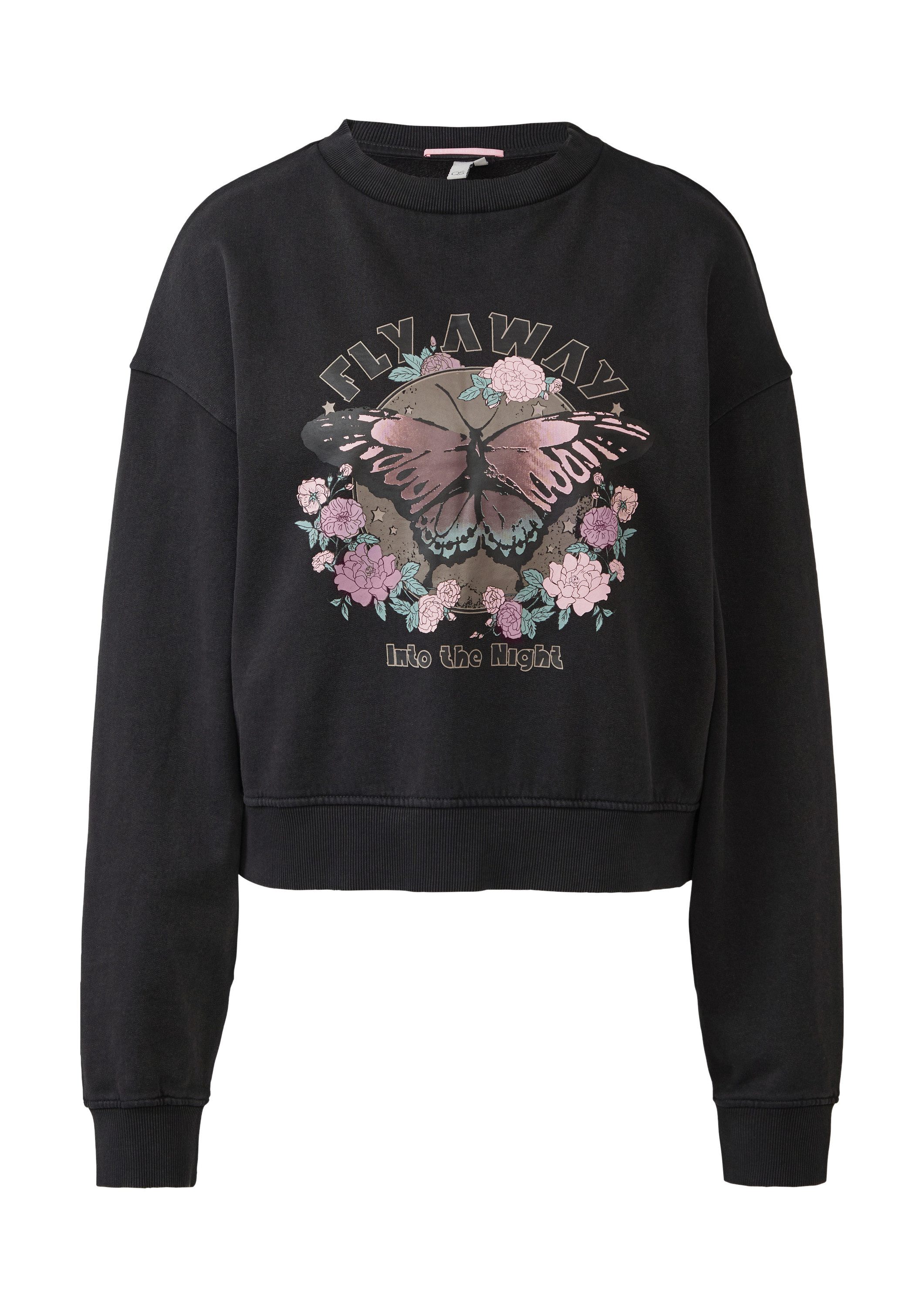 QS Sweatshirt Sweatshirt Gewaschenes Sweatshirt mit Frontprint günstig online kaufen
