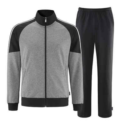 SCHNEIDER Sportswear Trainingsanzug FLYNNM - Herren Wohlfühl-Anzug grau-meliert/schwarz