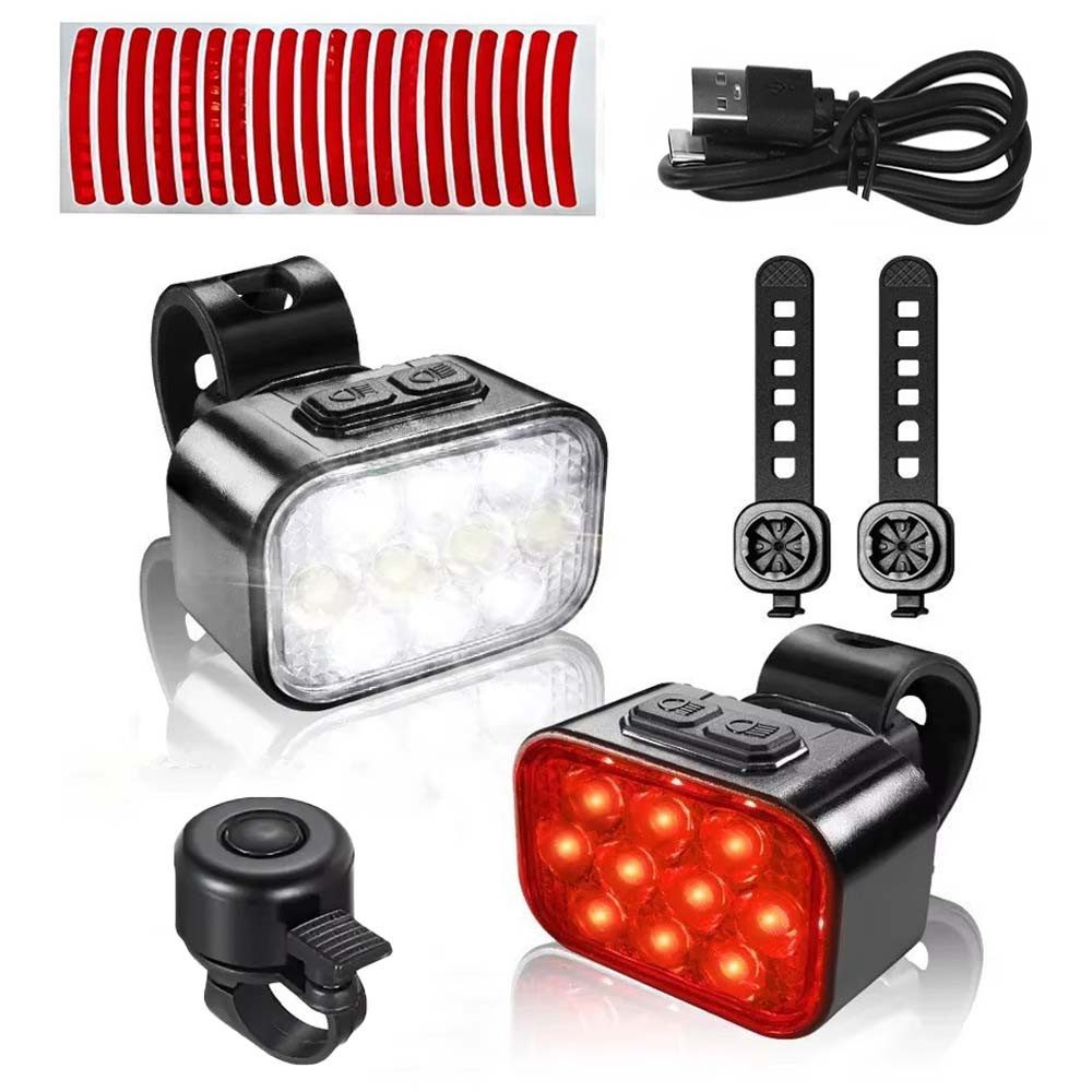 PRIISF LED Nachtlicht Fahrrad LED-Sicherheit-Beleuchtung Set vorne hinten Licht USB Aufladba, IPX6 Wasserdicht, 1000 Lumen, 1100 mAh, Typ-C Dual-Interface-Ladekabel, nicht für den öffentliche Straßenverkehr zugelasse auBerhalh der StVZO