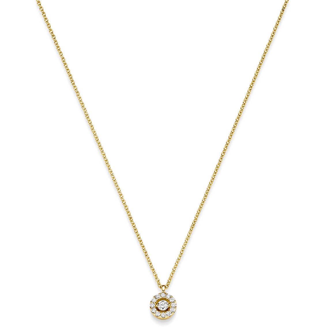 Goldkette Diamant Collier Kreis mit 13 Brillianten 0.11ct 750-18 Karat Gold 42cm