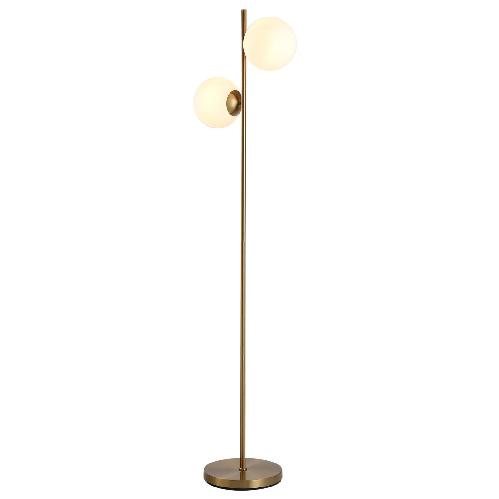 FELIXLEO Außenborder Stehlampe Wohnzimmer mit 2 teiliger Glas Lampenschirm (1-St)