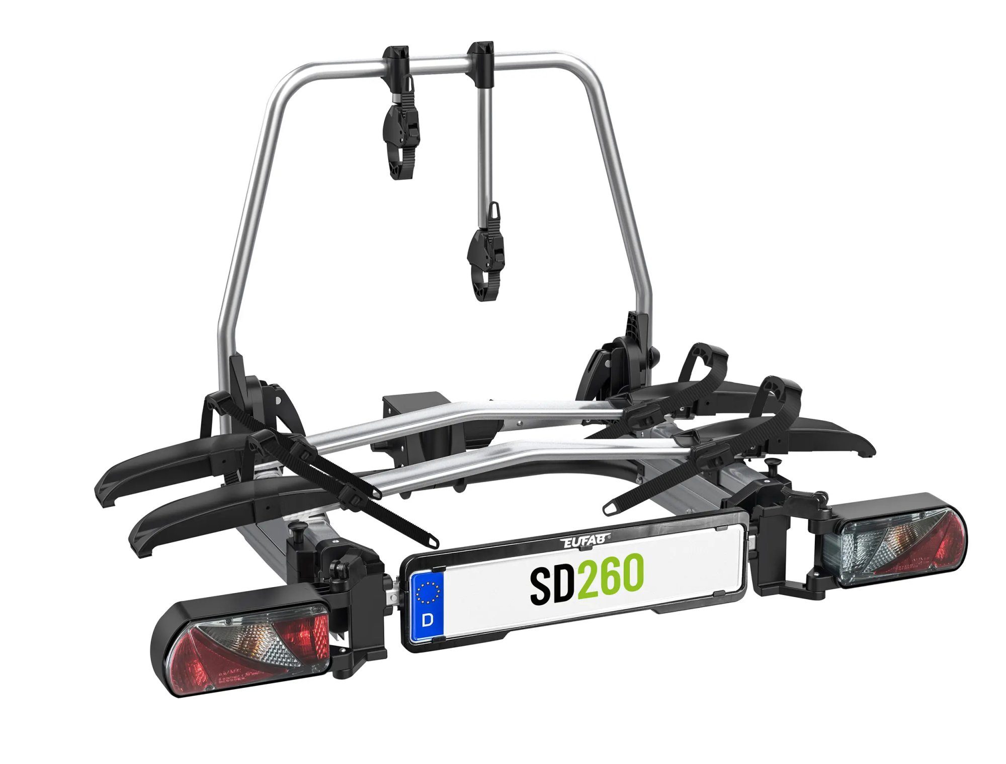 EUFAB Heckfahrradträger SD260 Fahrradträger Ausziehbar, 2 Räder, Wohnmobile, Kastenfahrzeuge mit Flügeltüren