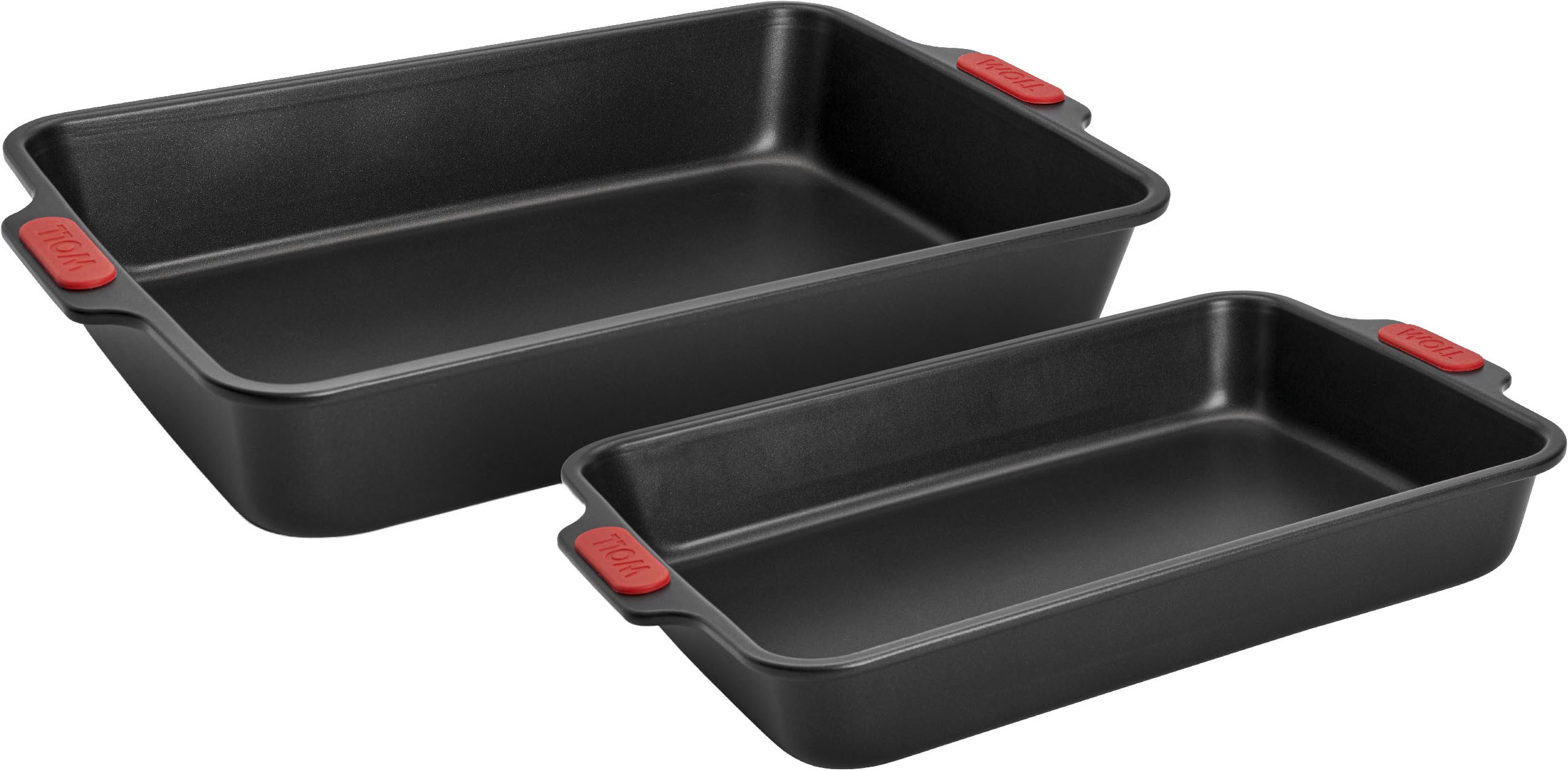 WOLL Auflaufform Let's Bake!, Stahl, (2-St), mit Antihaftversiegelung und integrierten Silikongriffen