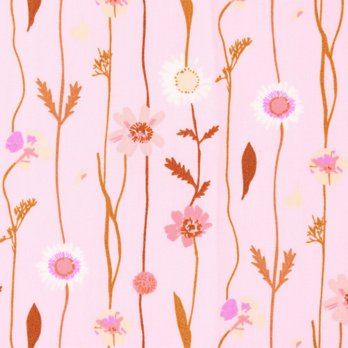 Stoff Rico Design Baumwollstoff Stoffabschnitt Wildblumen rosa bunt 50x140cm