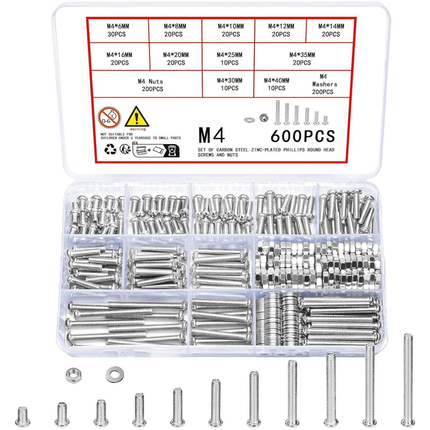 LuxusKollektion Schrauben-Set Schrauben Linsenkopfschrauben Kreuzschlitzschrauben Silber 600 M4