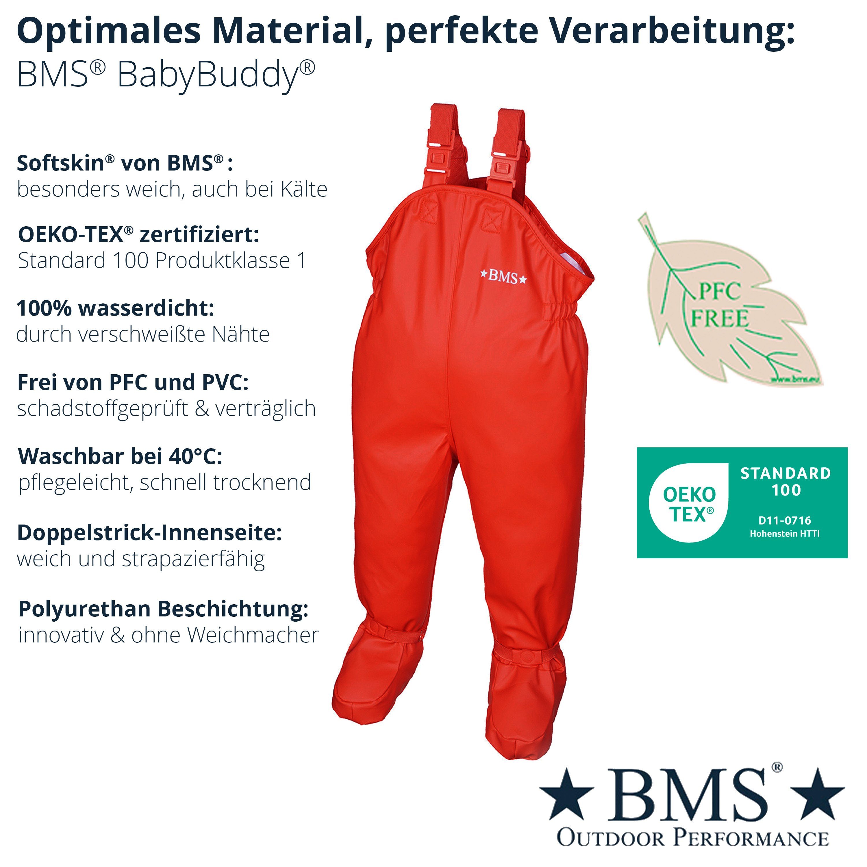 BMS Regen- und Matschlatzhose BMS BabyBuddy - wasserdichte Krabbelhose mit integrierten Füsslingen integrierte Füssling – Bild 5 von 5