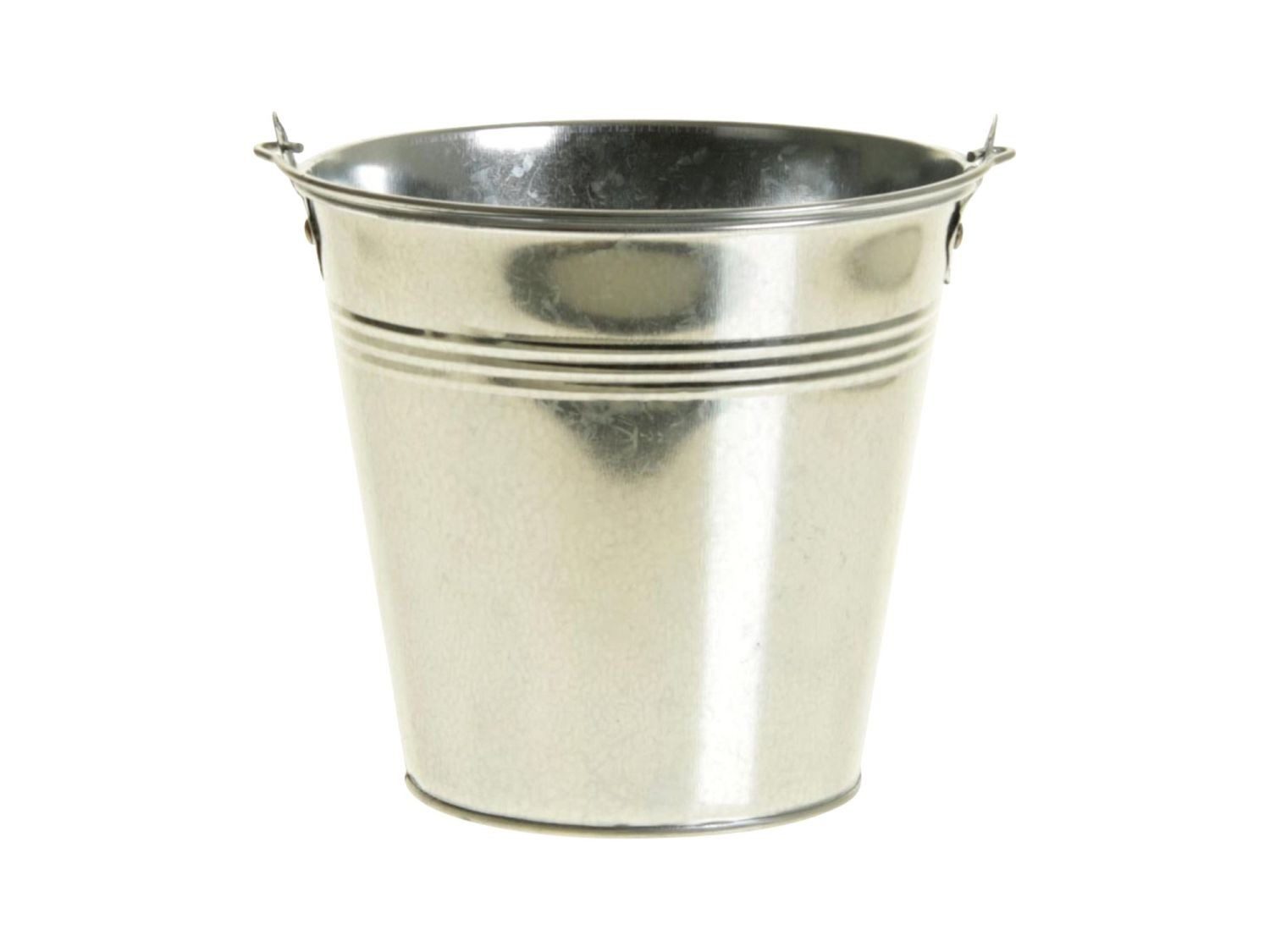INNA-Glas Blumentopf Zinkeimer DEVIS mit Henkel, Silber, 9,6 cm, Ø 11 cm