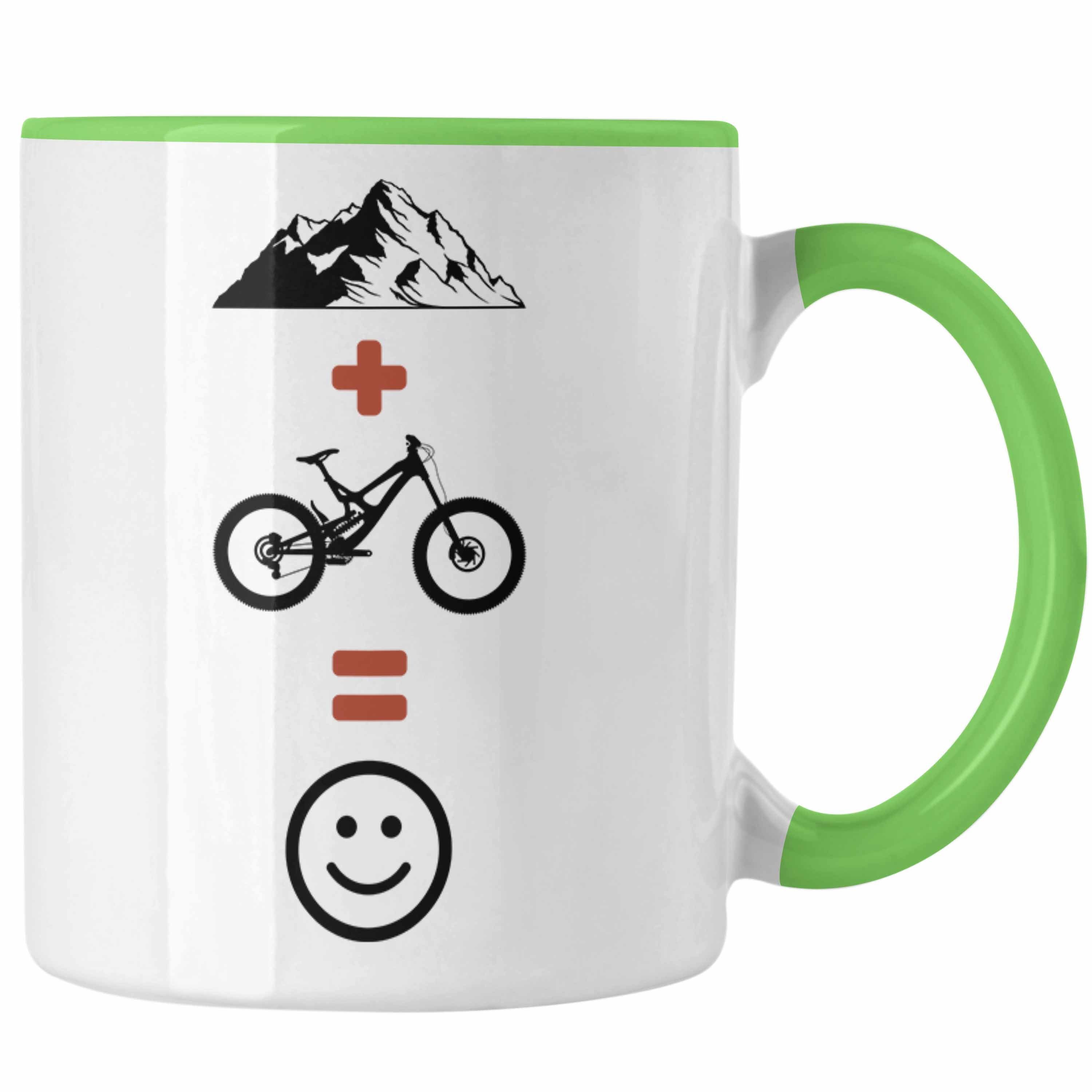 Downhill Fahrer Tasse Grün Tasse Trendation Mountainbike Geschenkidee Geschenk Berge MTB
