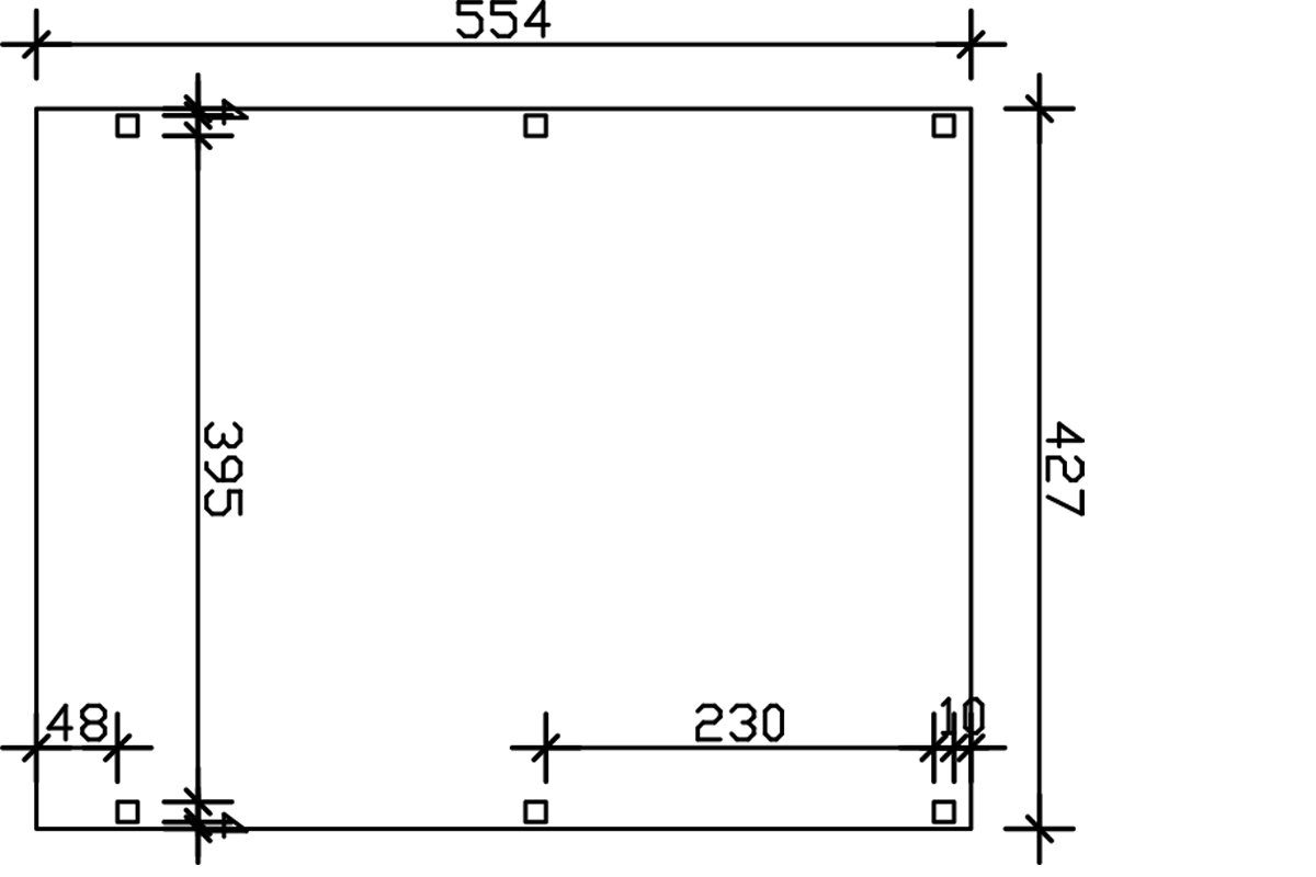 Einzelcarport 427x554 Skanholz mit cm Grunewald, BxT: Einfahrtshöhe, EPDM-Dach cm, 395