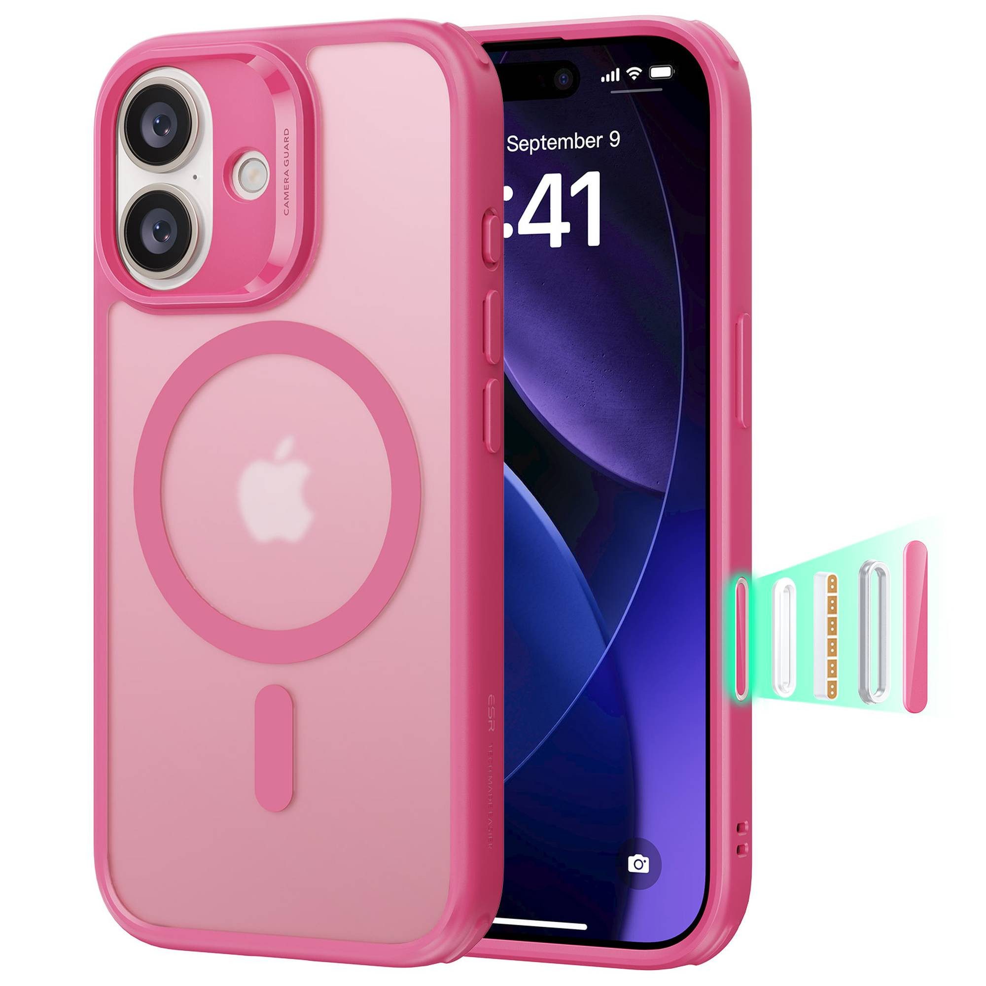 ESR Handyhülle Classic Hybrid HaloLock Case für iPhone 17, Kamerasteuerung Taste, 3,3m Fallschutz, 1,5kg Magnetkraft
