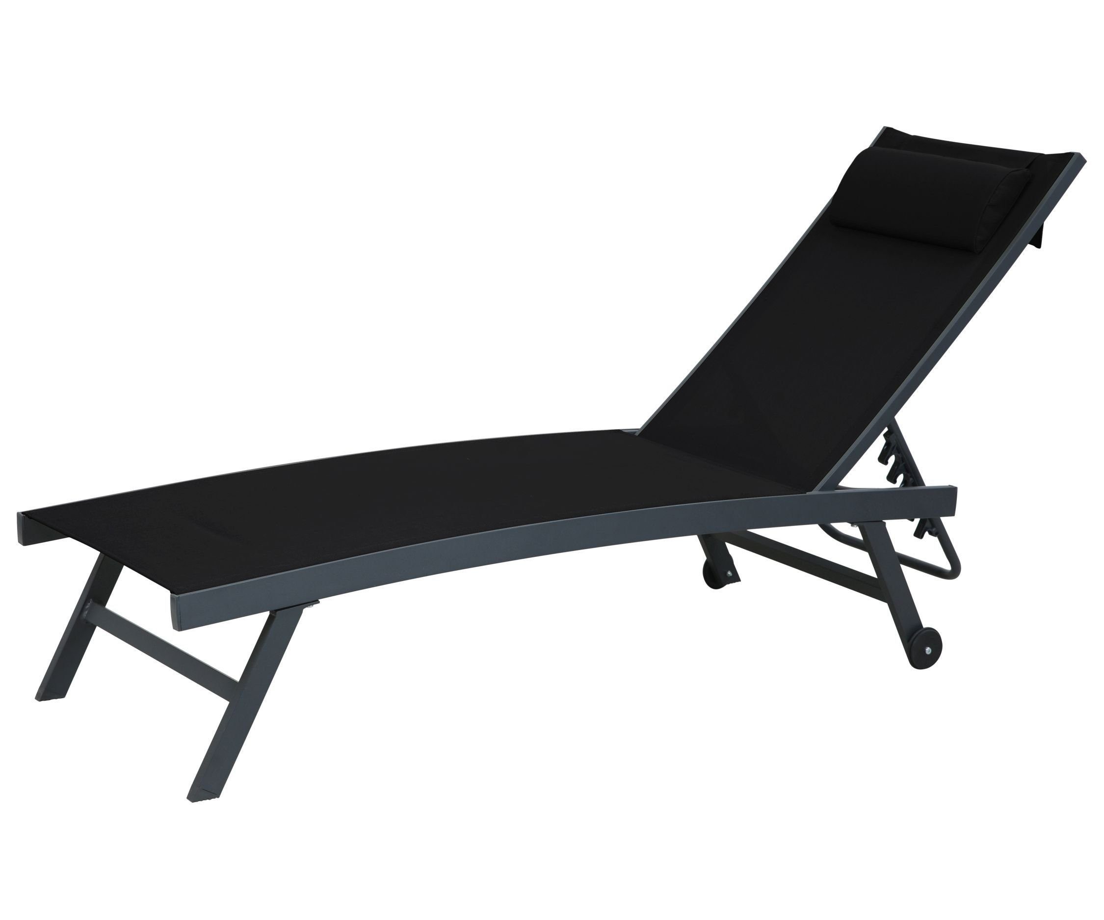 Gardissimo Rollliege Elli schwarz Gartenliege Sonnenliege Alu Aluminium mit Rollen, Spar-Set, 1 St., Liege mit Rollen und Kopfkissen, Rückenlehne verstellbar mi – Bild 2 von 5