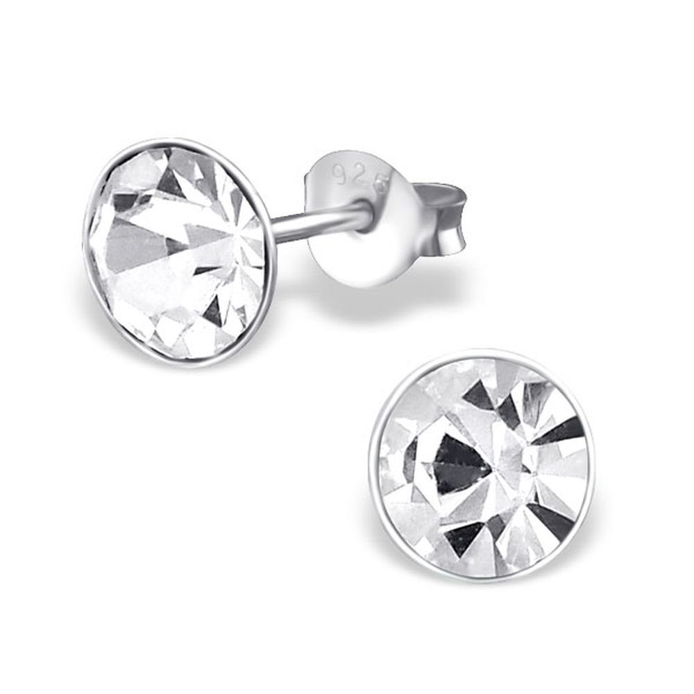 BUNGSA Ohrring-Set Ohrstecker Kristall 6mm aus 925 Silber Damen (1 Paar (2 Stück), 2-tlg), Ohrschmuck Ohrringe