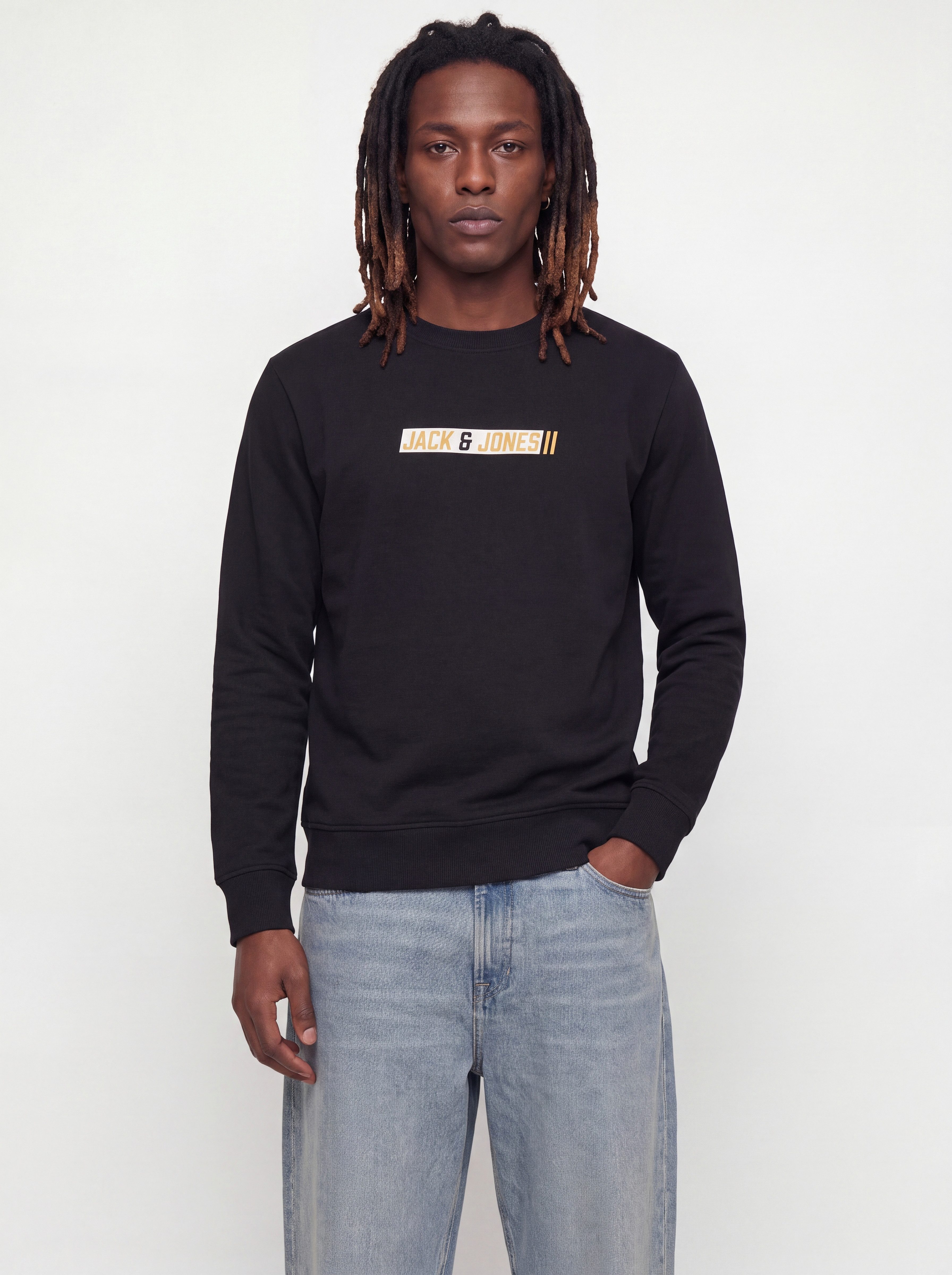 Jack & Jones Sweatshirt JJMUNK SWEAT CREW NECK Materialmix, normal geschnitten