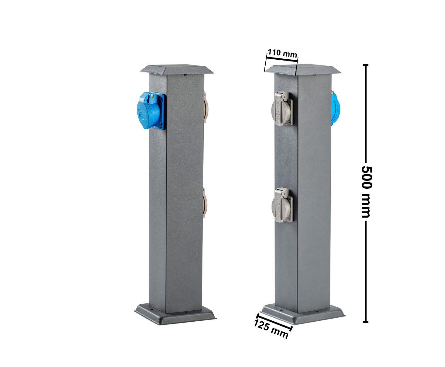 G&L Gartensteckdose mit CEE Steckdose Steckdosenverteiler 3 fach, 2 x Typ F + 1 x CEE Steckdose