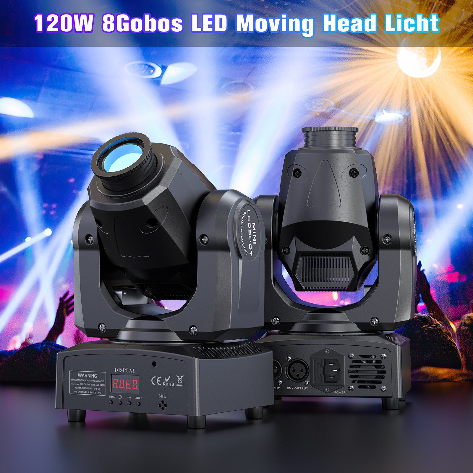 ZonQoonz Discolicht 120W Gobo Moving Head Licht, Fernbedienung & DMX für Disco DJ Party