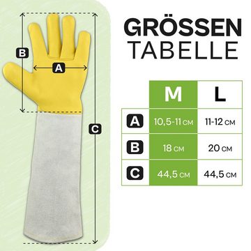 Praknu Gartenhandschuhe Praknu Rosenhandschuhe Dornenfest M (Packung) EN 388 Zertifiziert - Verstellbare Manschetten - Leder