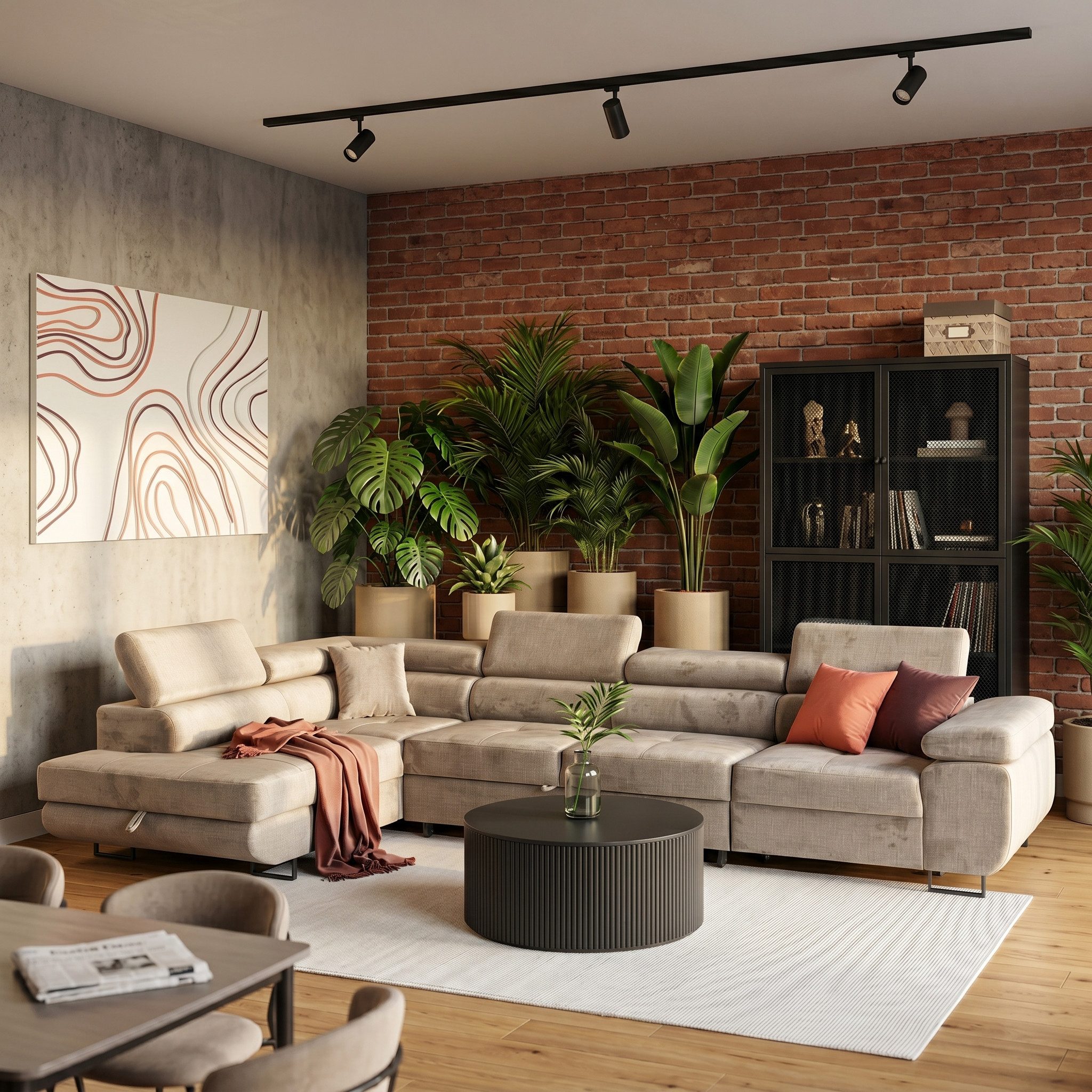 Muffo Ecksofa Wild Maxi mit Schlaffunktion inkl. Montage, L-form Couch mit Bettkasten XL, 6-fach verstellbare Kopfstützen