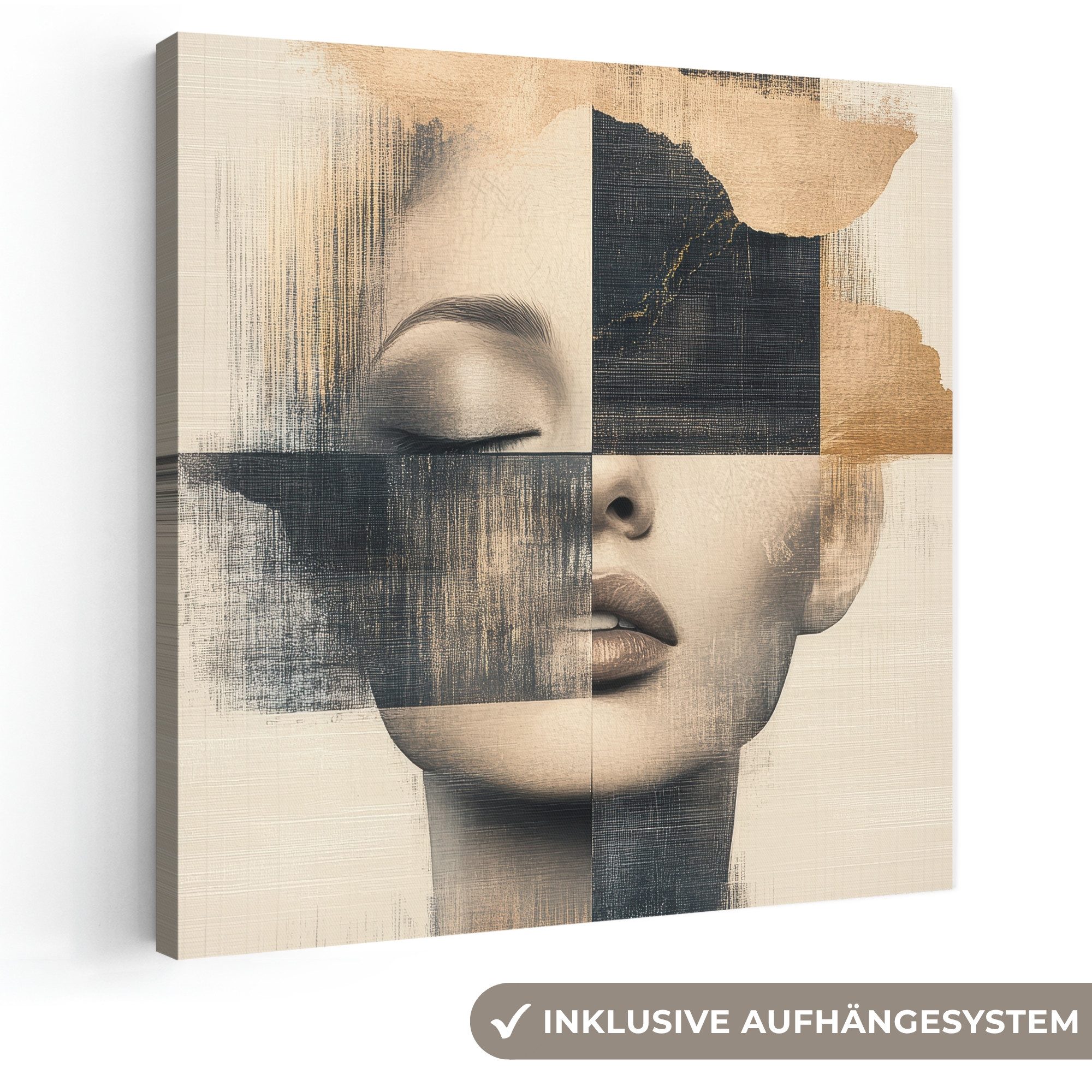 OneMillionCanvasses® Leinwandbild Gold - Frau - Rechtecke, Fotodruck (1 St), Wandbild, Deko Schlafzimmer Wohnzimmer Flur 20x20 cm