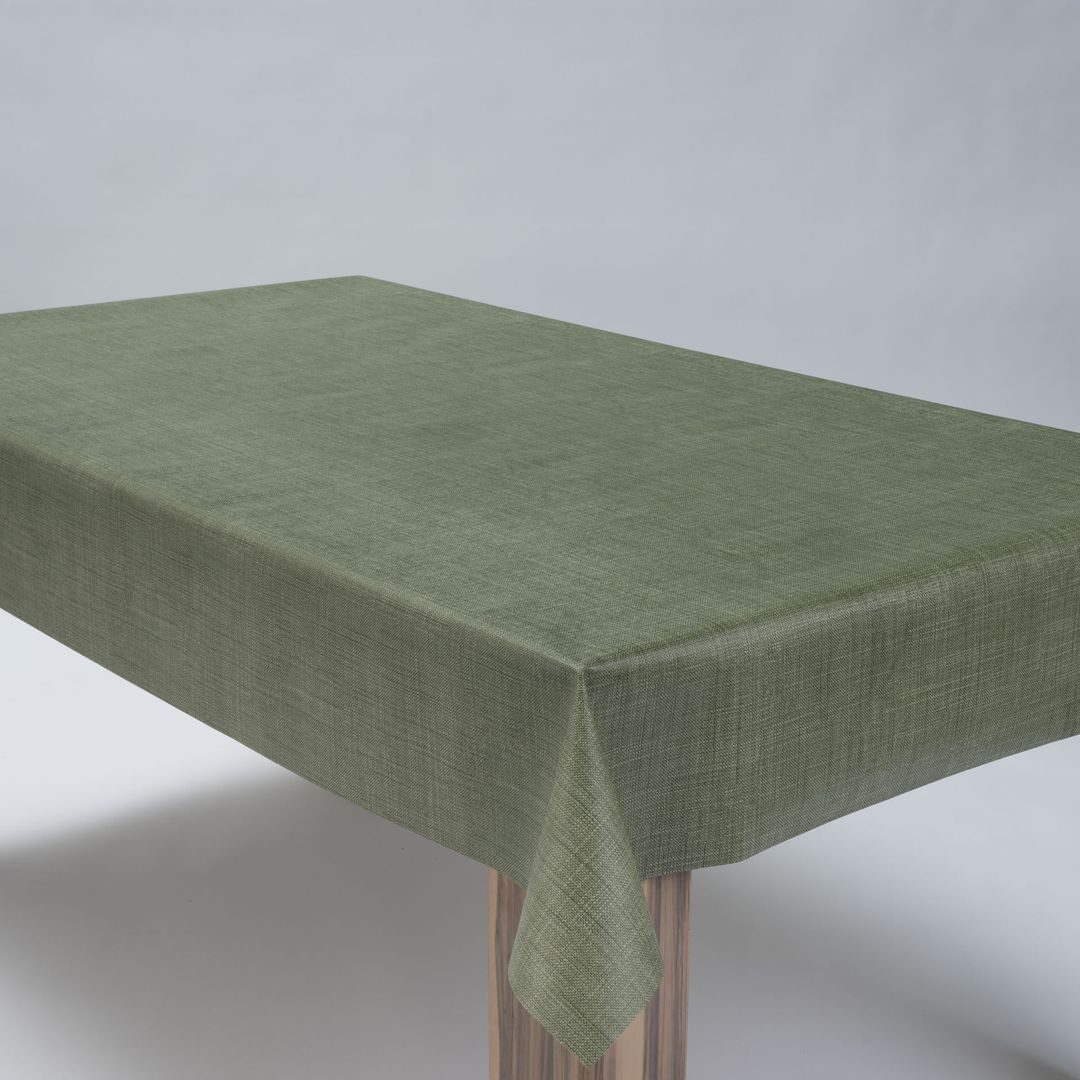laro Tischdecke Wachstuchtischdecke Uni Leinen Olivgrün PVC Eckig