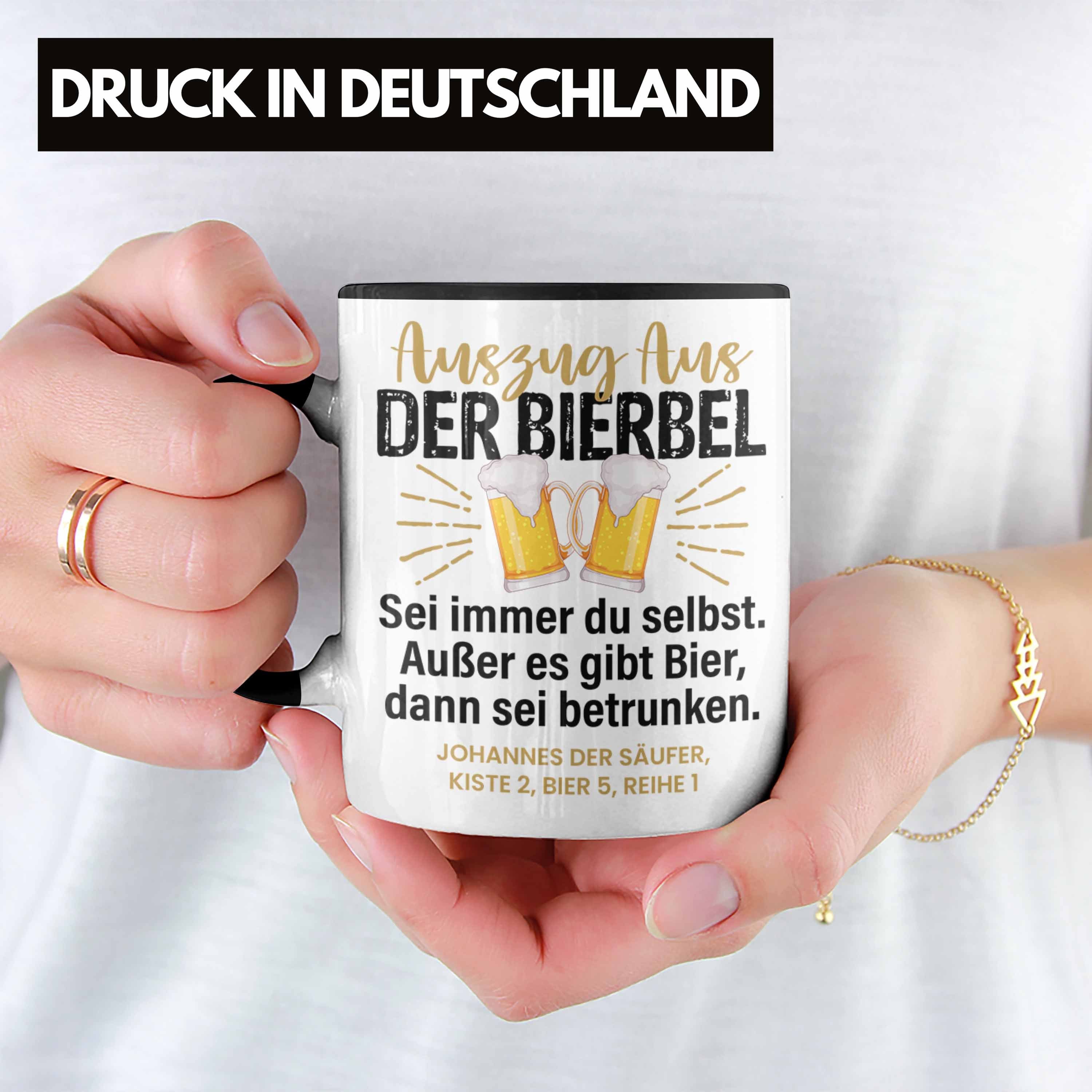 Trendation Tasse Bierbel Tasse Geschenk Spruch Geschenkidee Humor Lustiger Schwarz Biertrinker