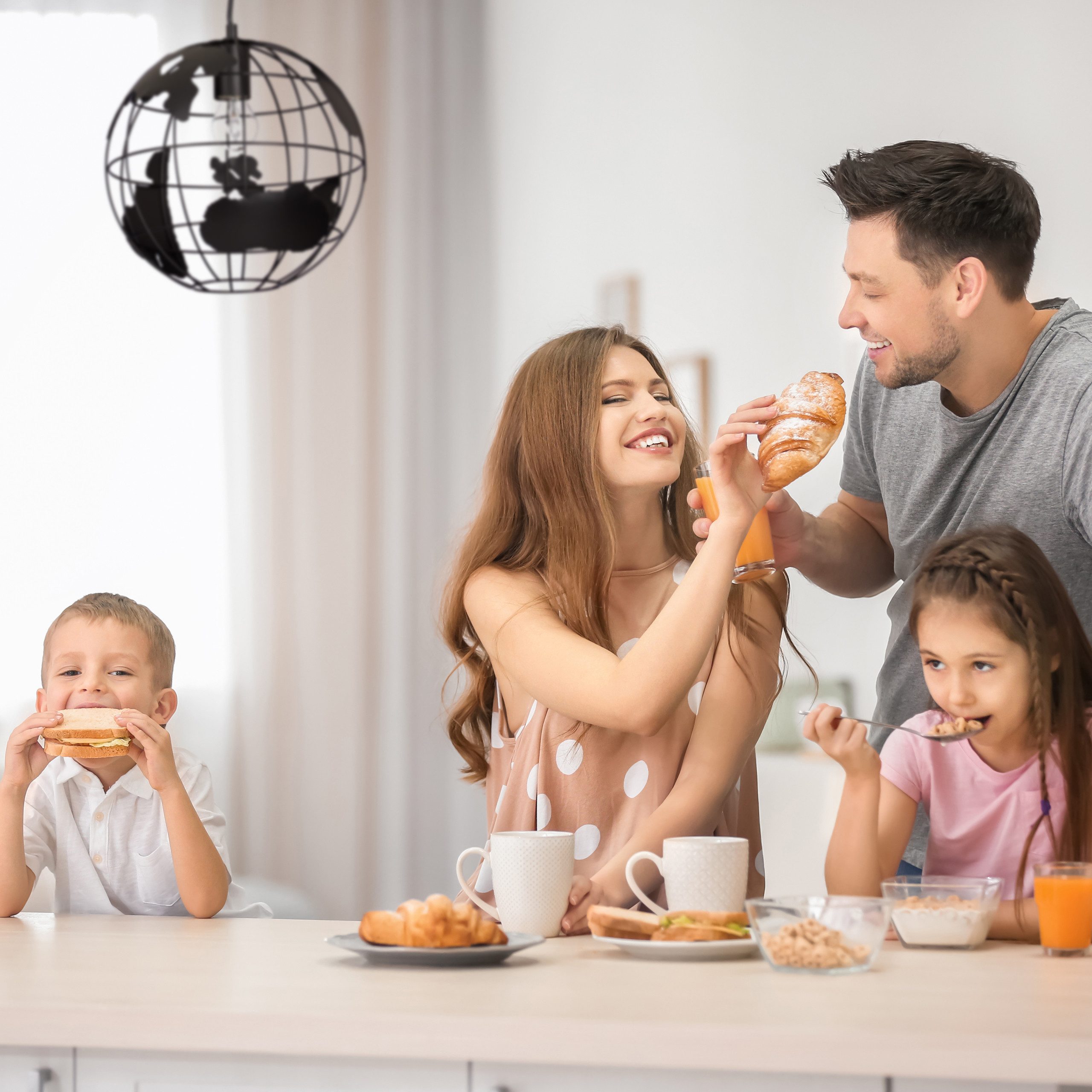 relaxdays Hängeleuchte Kugel, weiß