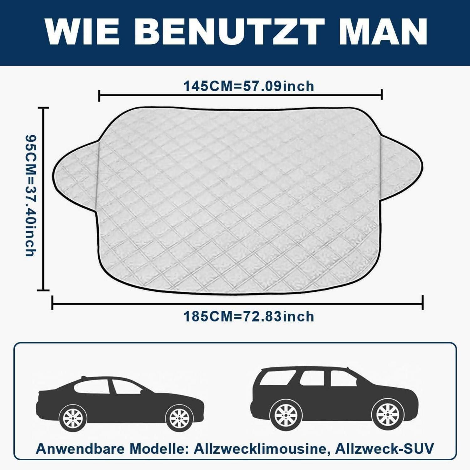 LuxusKollektion Autoplane Frontscheibenabdeckung Auto Winterabdeckung Schnee Frost Sonne Silber