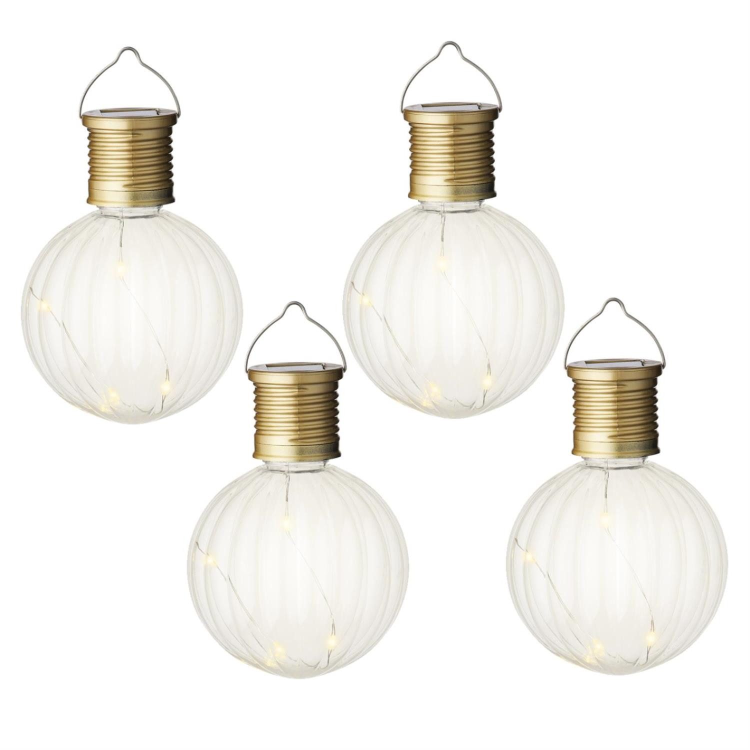 LED Solarleuchte LED Solar Glühbirne Kugelleuchte für Garten Terrasse Balkon 4er Set