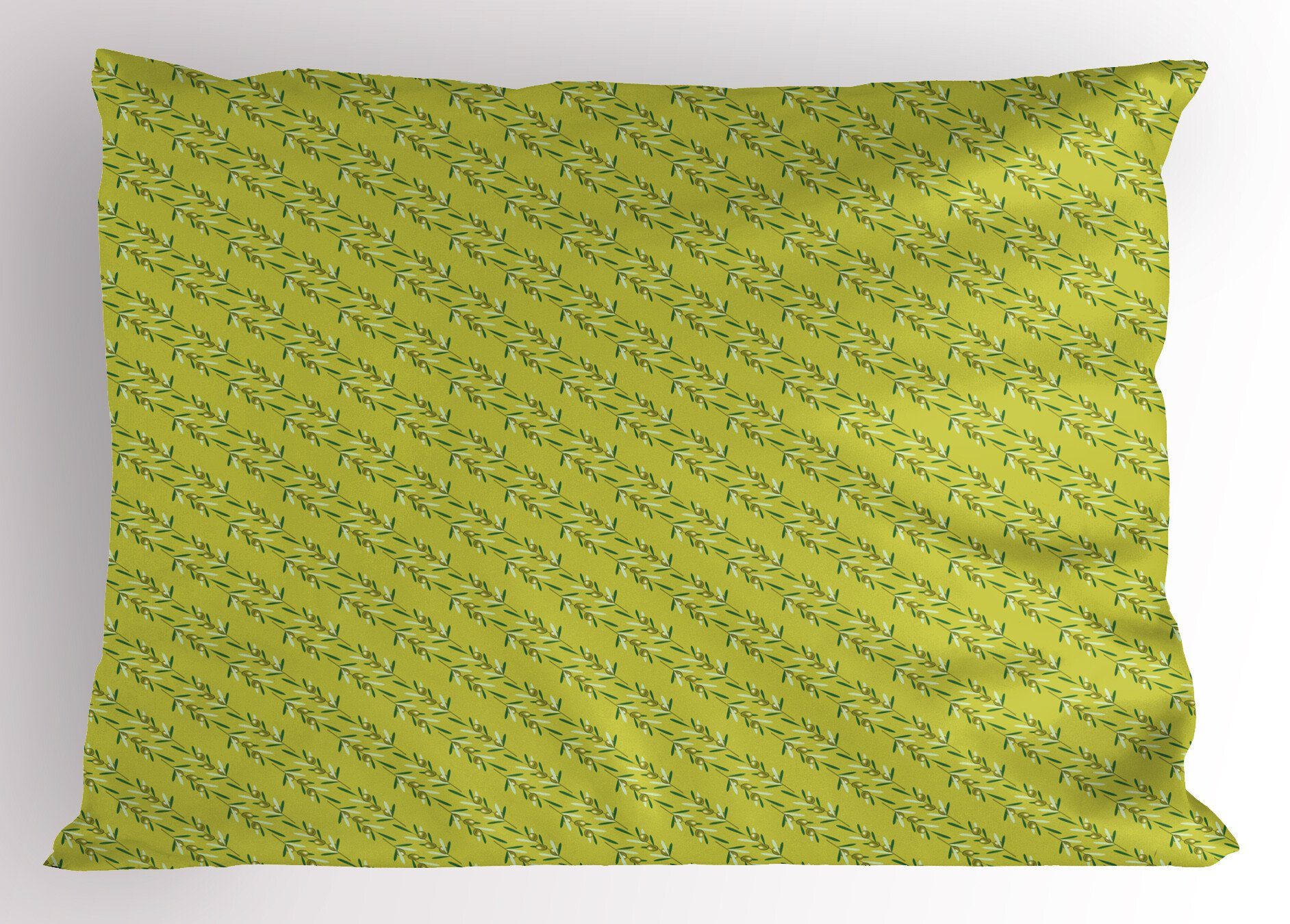 Queen Abakuhaus Gedruckter Stück), Olive Botanische Dekorativer Diagonal (1 Kissenbezüge Size Kopfkissenbezug, Branches