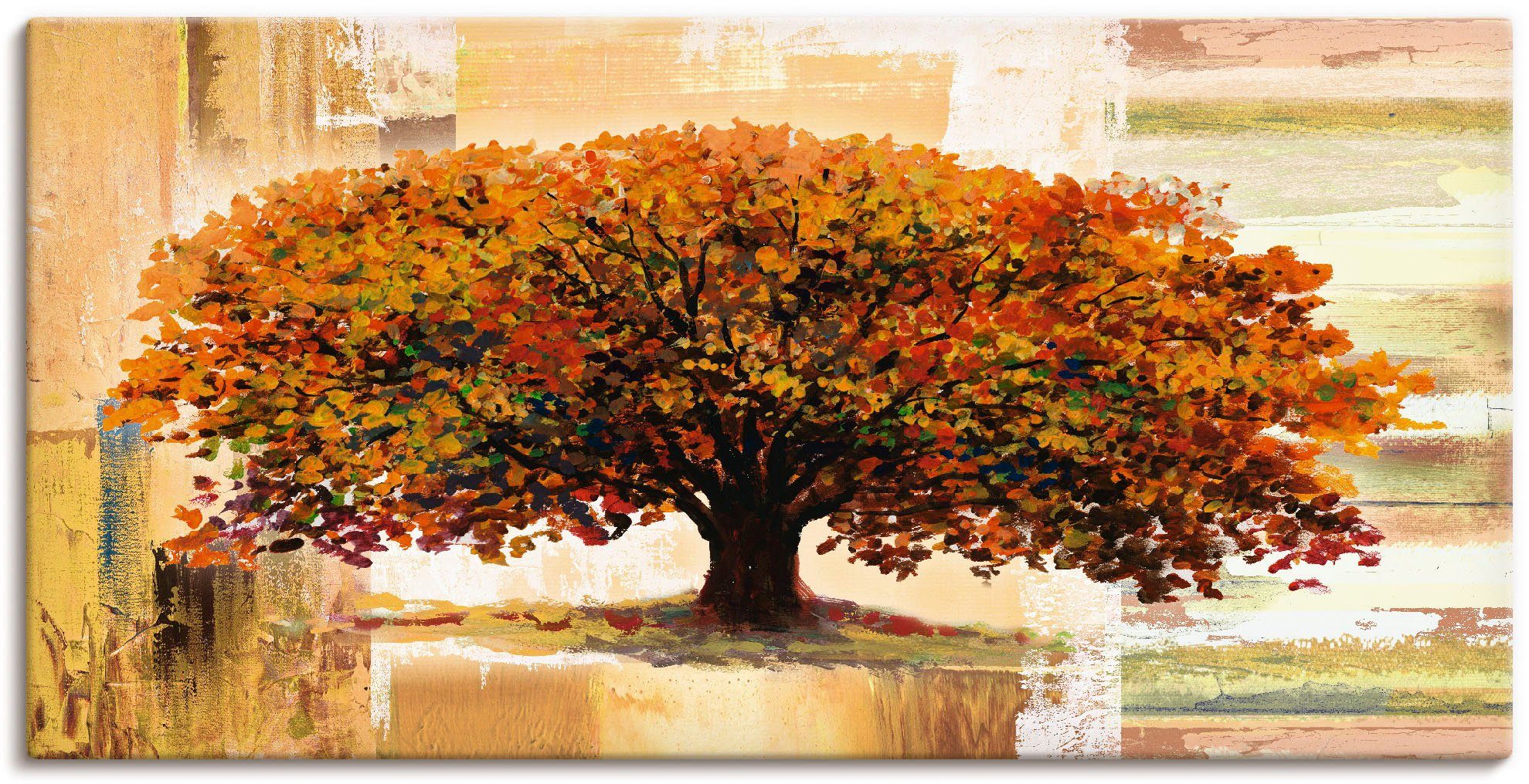 Artland Wandbild Herbstbaum auf abstraktem Hintergrund, Bäume (1 St), als Leinwandbild, Poster in verschied. Größen