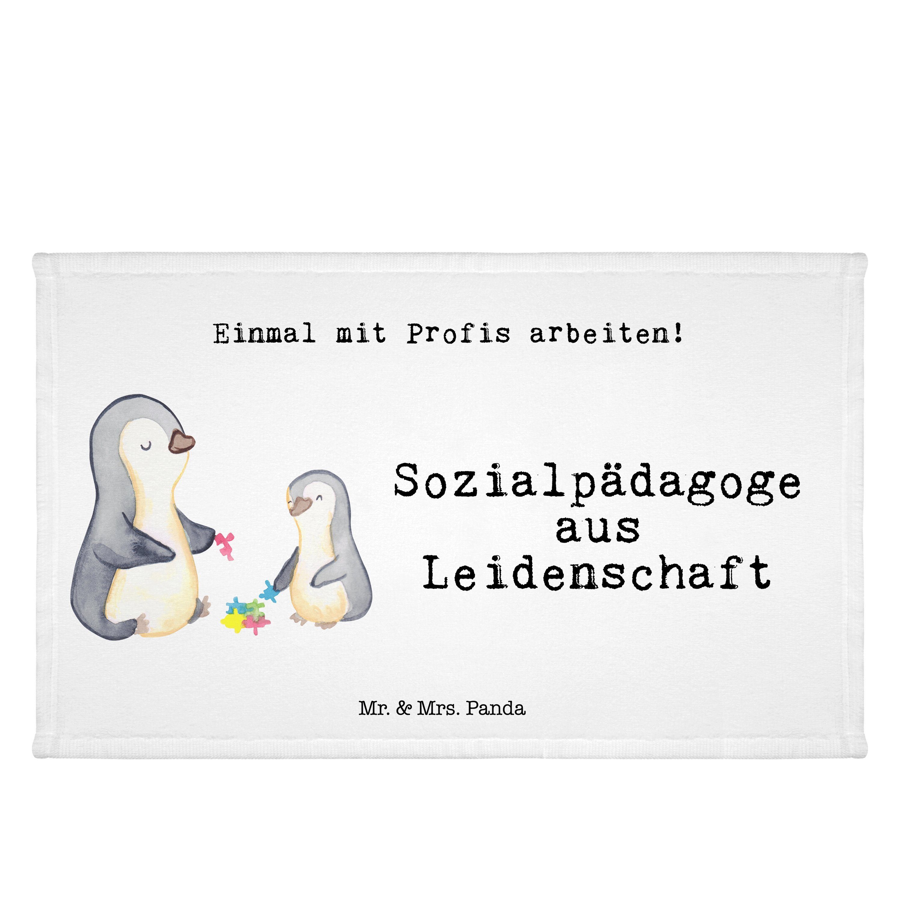 Mr. & Mrs. - Panda Geschenk, (1-St) Leidenschaft Weiß - Sozialpädagoge Gästetuc, Handtuch aus Frottier