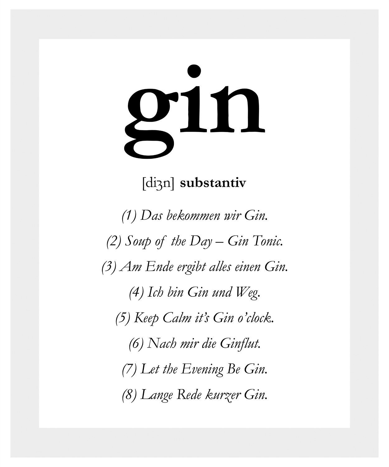 queence Bild gin, Sprüche & Texte, Spruch, gerahmt