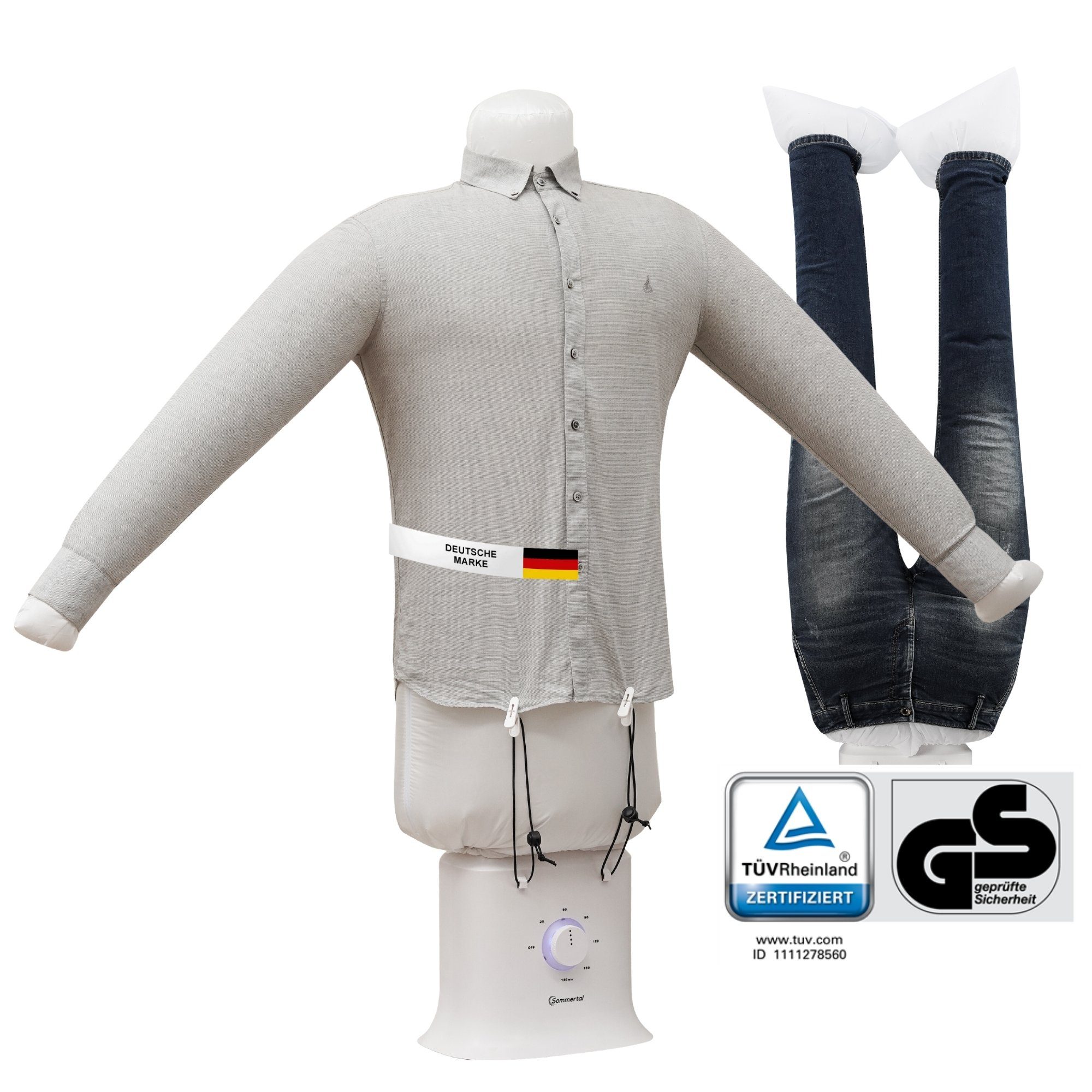 Sommertal Bügelsystem Sommertal Bügelpuppe Gentleman – Hemdenbügler & Bügelmaschine, für Hemden, Blusen, T-Shirts, Hosen – Bügelautomat