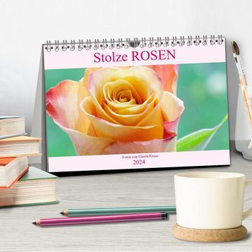 CALVENDO Wandkalender Stolze Rosen (Tischkalender 2024 DIN A5 quer), CALVENDO Monatskalender