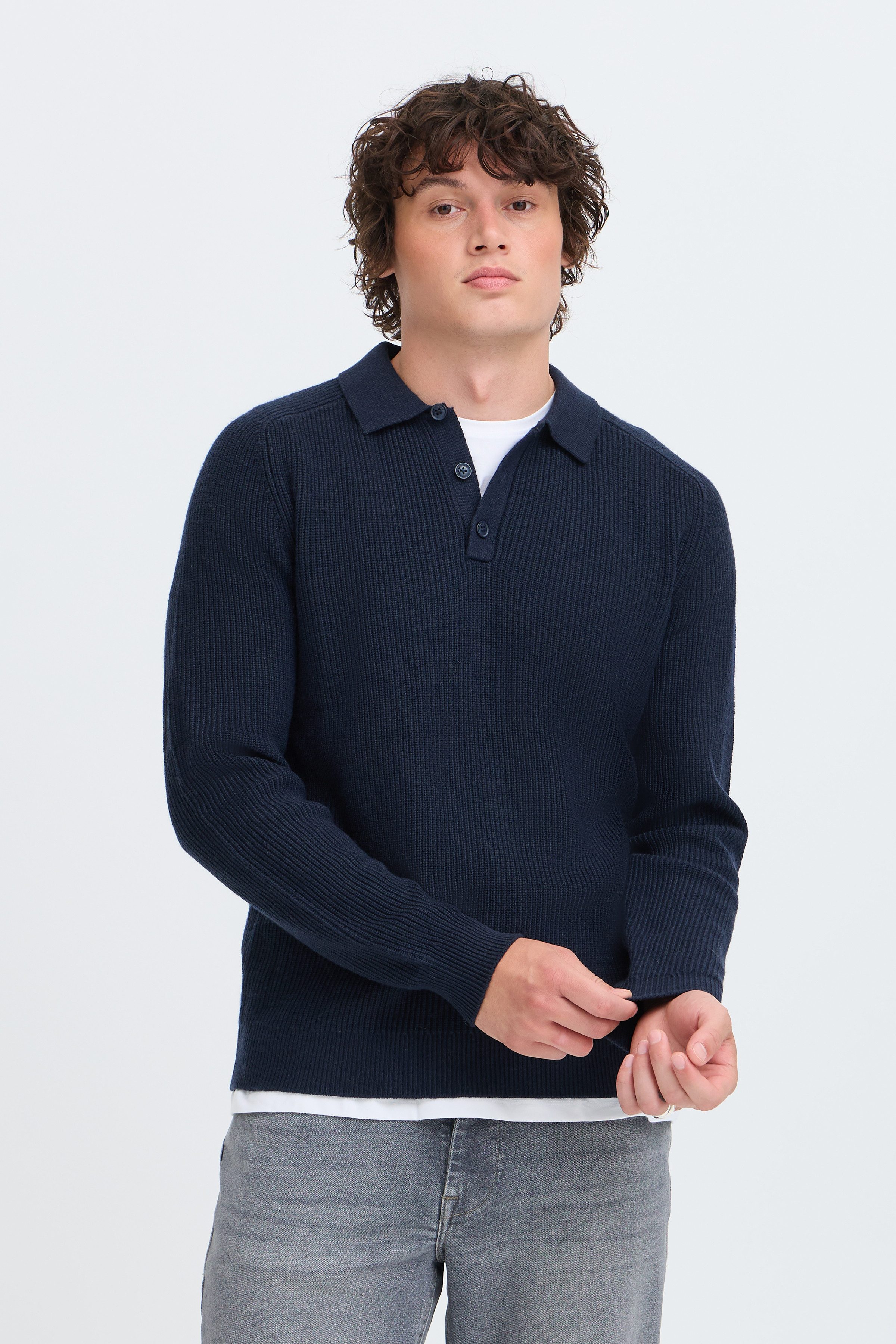 Blend Rundhalspullover BHBOS KNIT Materialmix, regular fit