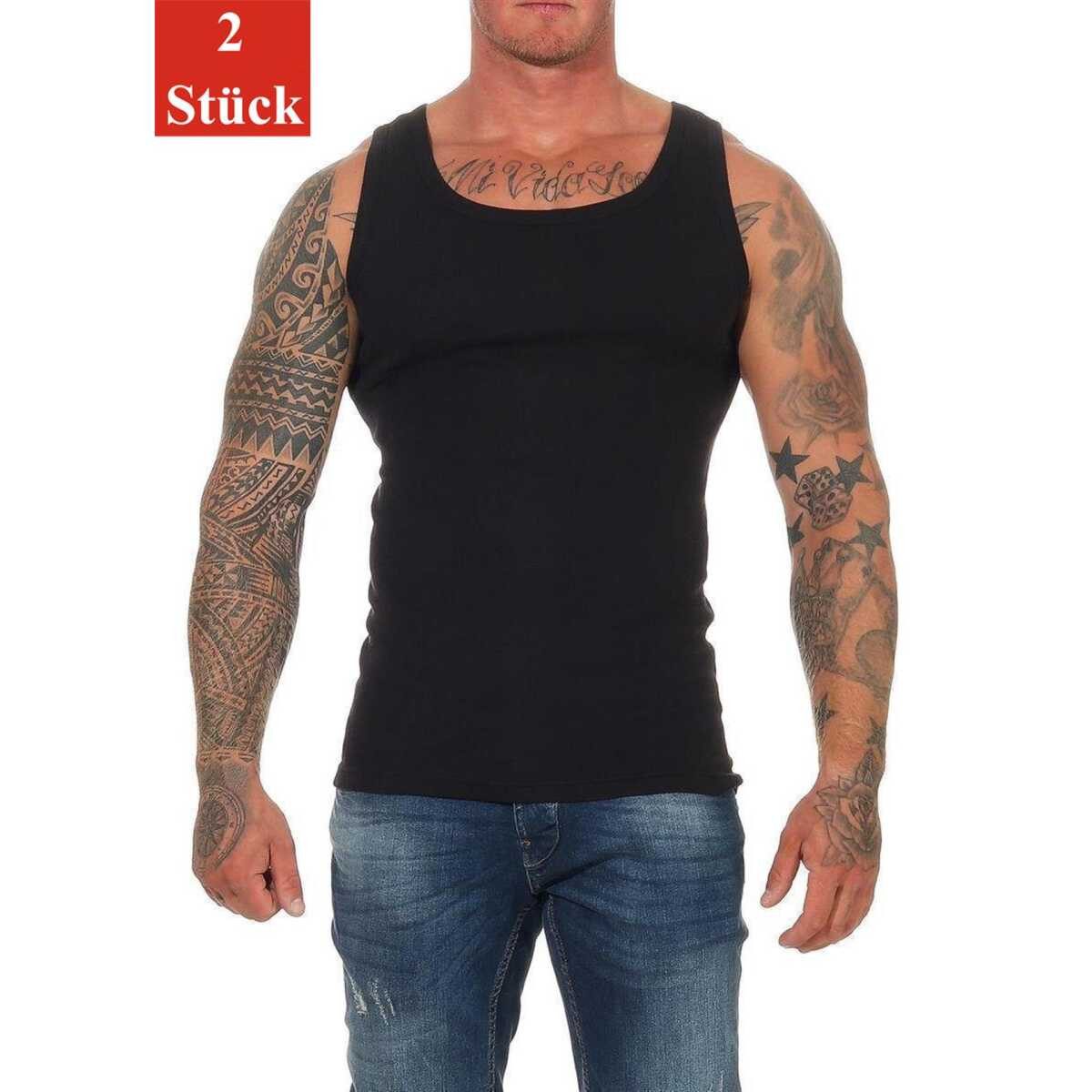 EloModa Unterhemd 2 Stück Herren Unterhemd Männer Unterwäsche Baumwolle, Schwarz/M (2-St) 100% Baumwolle, Nahtlos, Komfortabel