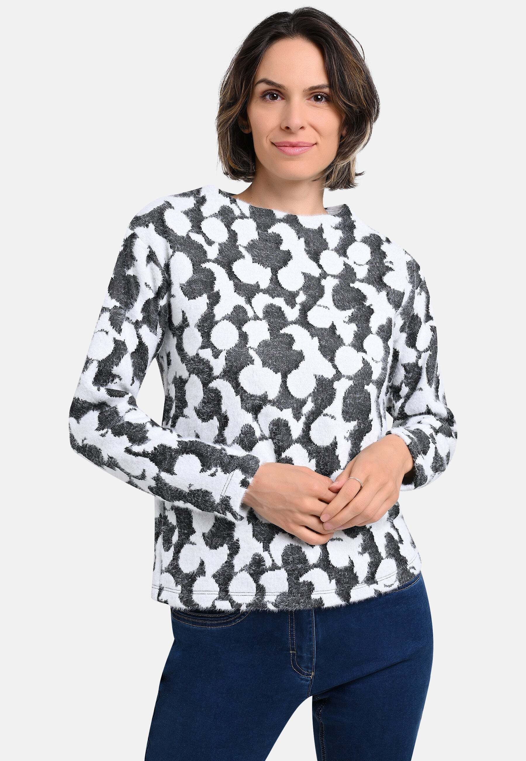 BICALLA T-Shirt Shirt mit grafischem Muster in Anthrazit/Weiß (1-tlg)