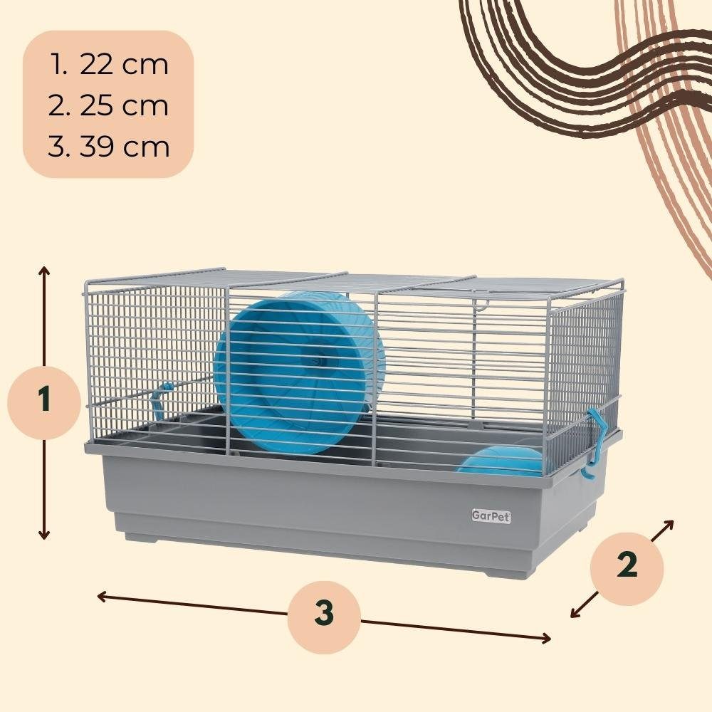 GarPet Kleintierkäfig Hamsterkäfig mit Hamster Spielzeug und Nagerhaus Transportkäfig