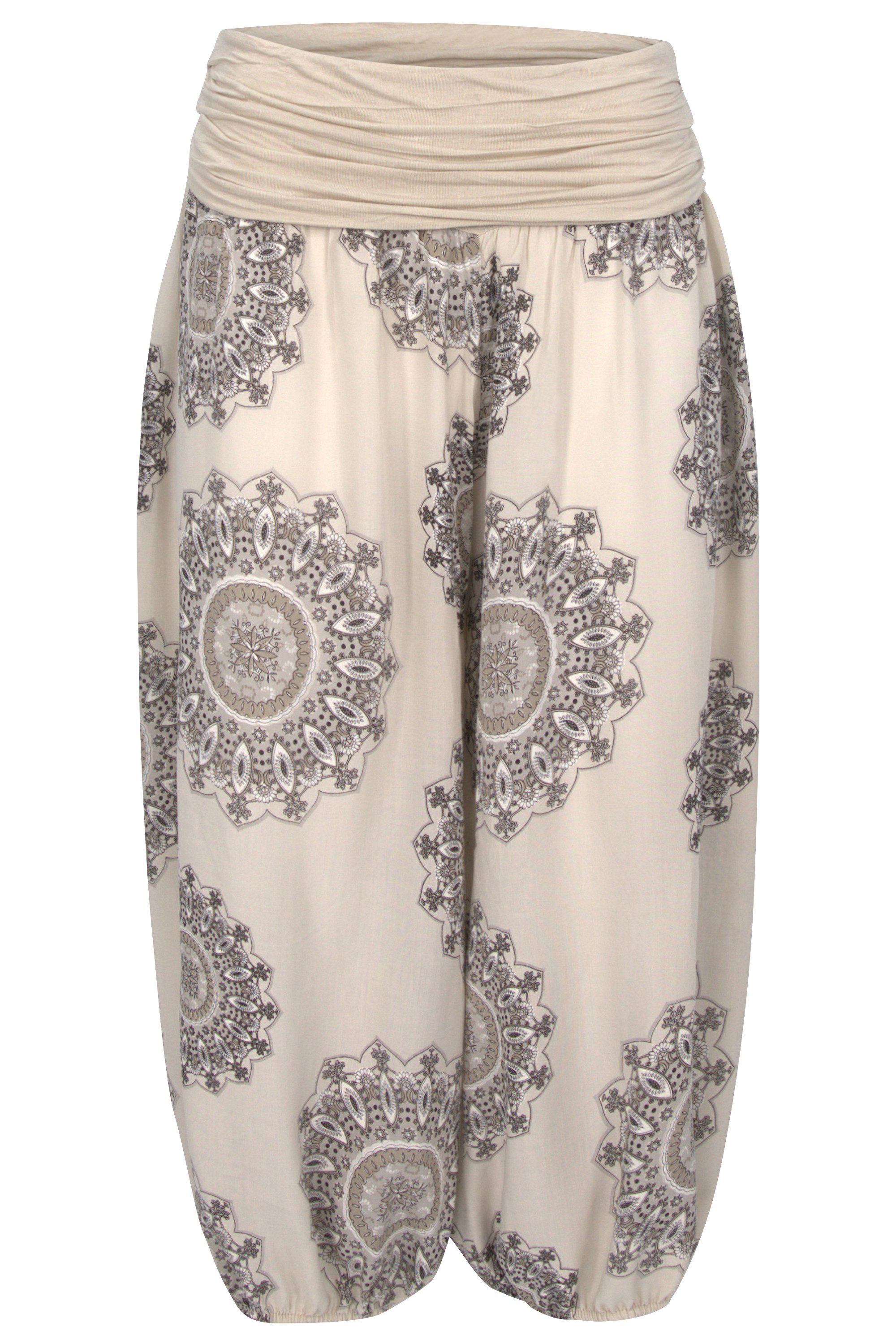 malito more than fashion Haremshose malito Damen Haremshose Capri 7196 Aladinhose Capri mit Orient Print Einheitsgröße