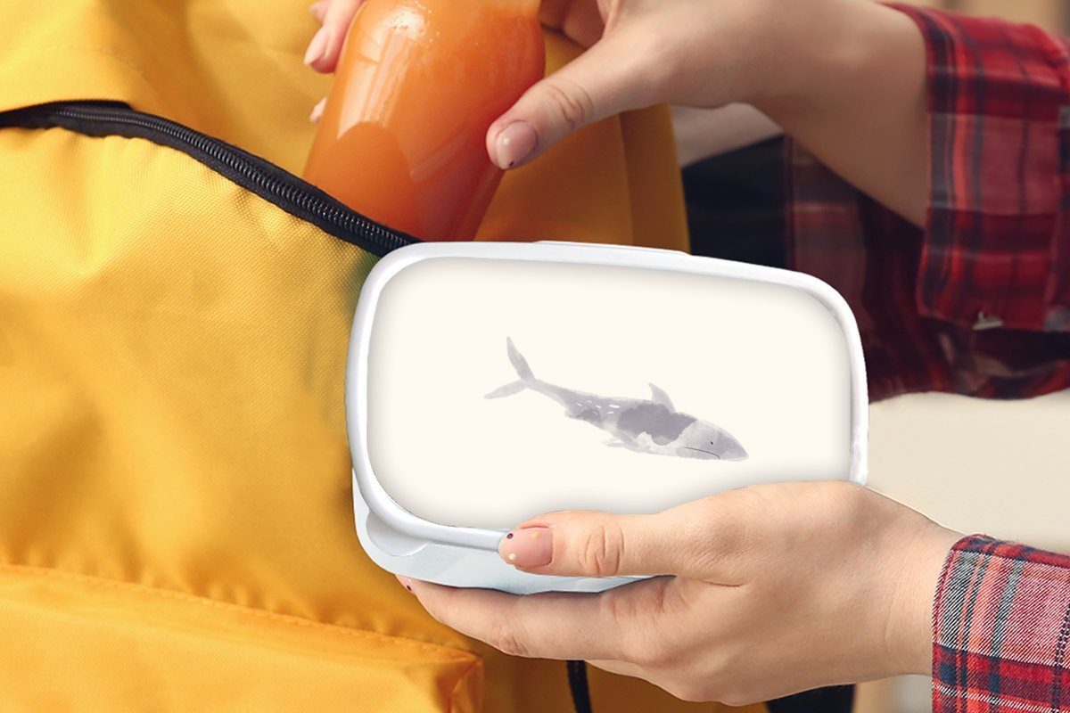 - Aquarell, weiß für und Erwachsene, MuchoWow Brotbox und - Lunchbox für Meer Fisch Kinder Mädchen Kunststoff, Jungs (2-tlg), Brotdose,