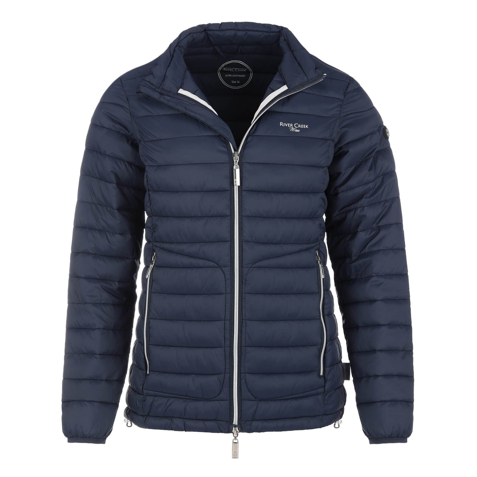 Rivercreek Steppjacke Damen Stehkragen - Mit gesteppt ohne dunkelblau Kapuze Jacke unifarben