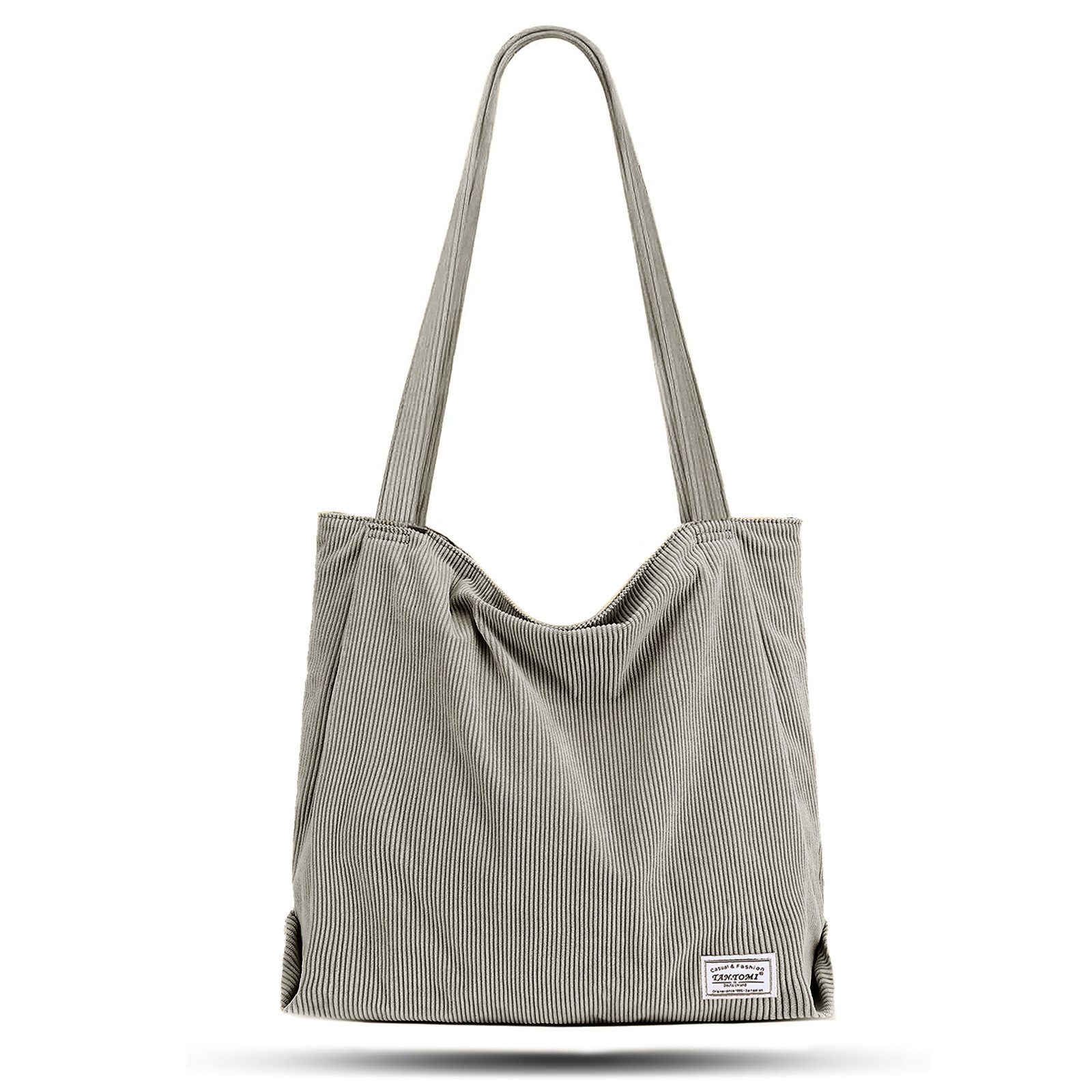 Shopper Tasche Damen Tote Bag mit Reißverschluss aus Cord Alltag