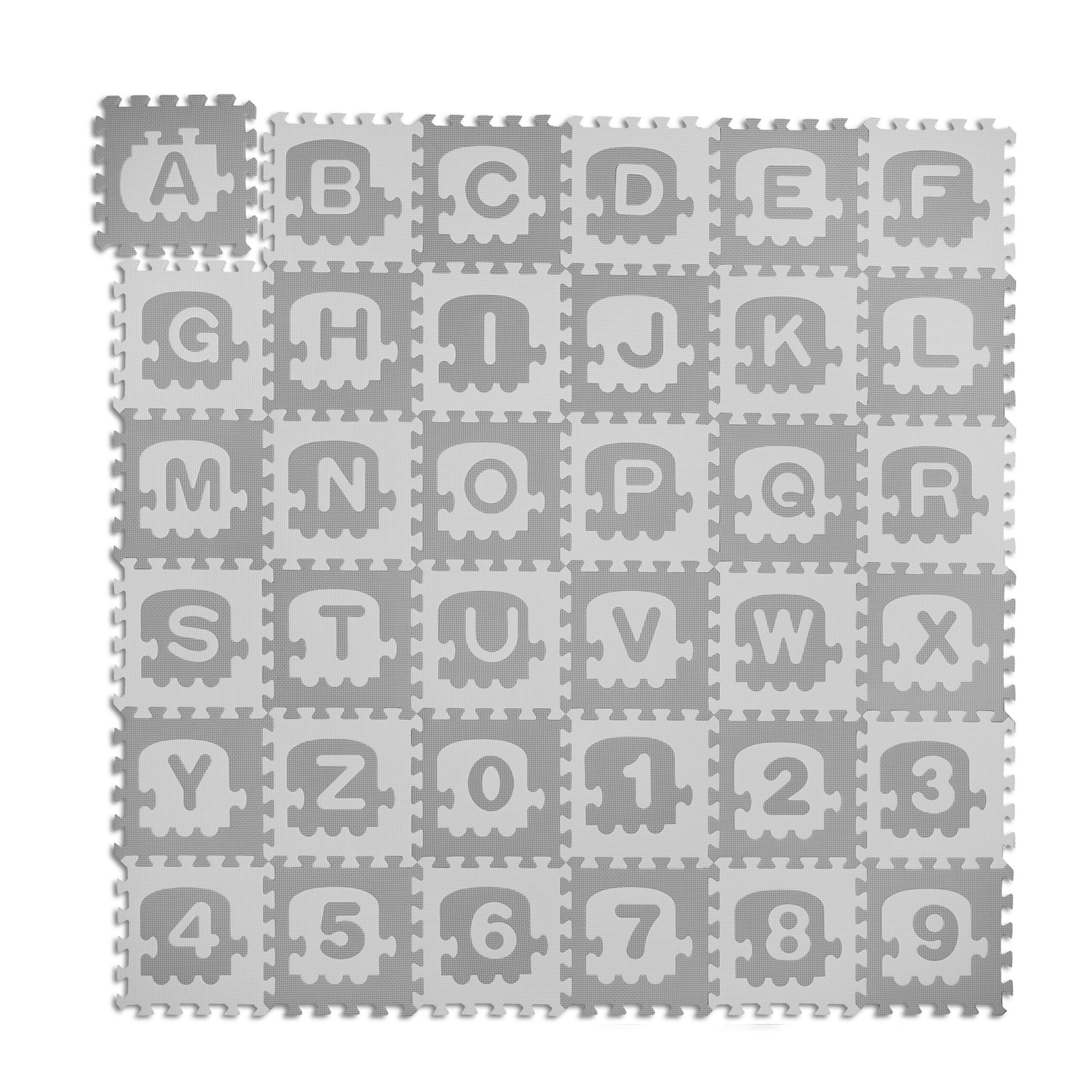 relaxdays Spielmatte Puzzlematte ABC und Zahlen (36-St)