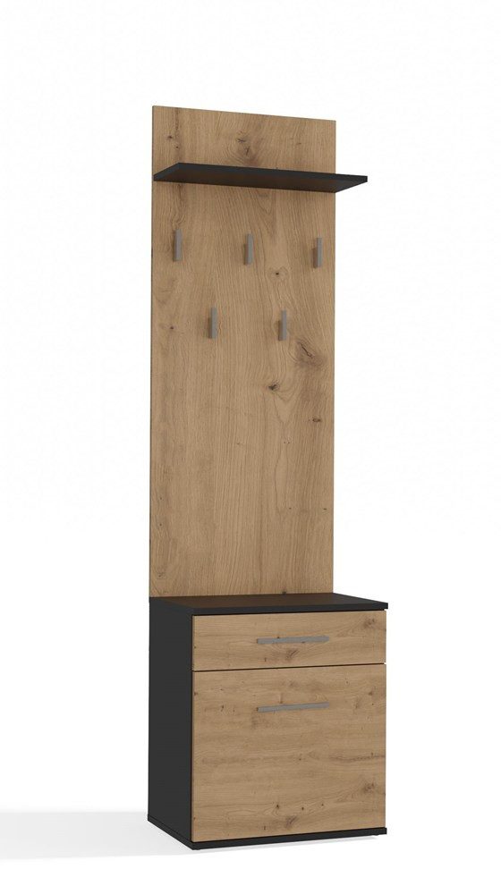 Raumhirsch Furniture Wandgarderobe Garderobenständer, Garderobe mit Schuhbank & Sitzbank (Maße 50 x 180 x 35 cm, 5 Haken), Praktischer, verschiedene Farbvarianten, pflegeleicht